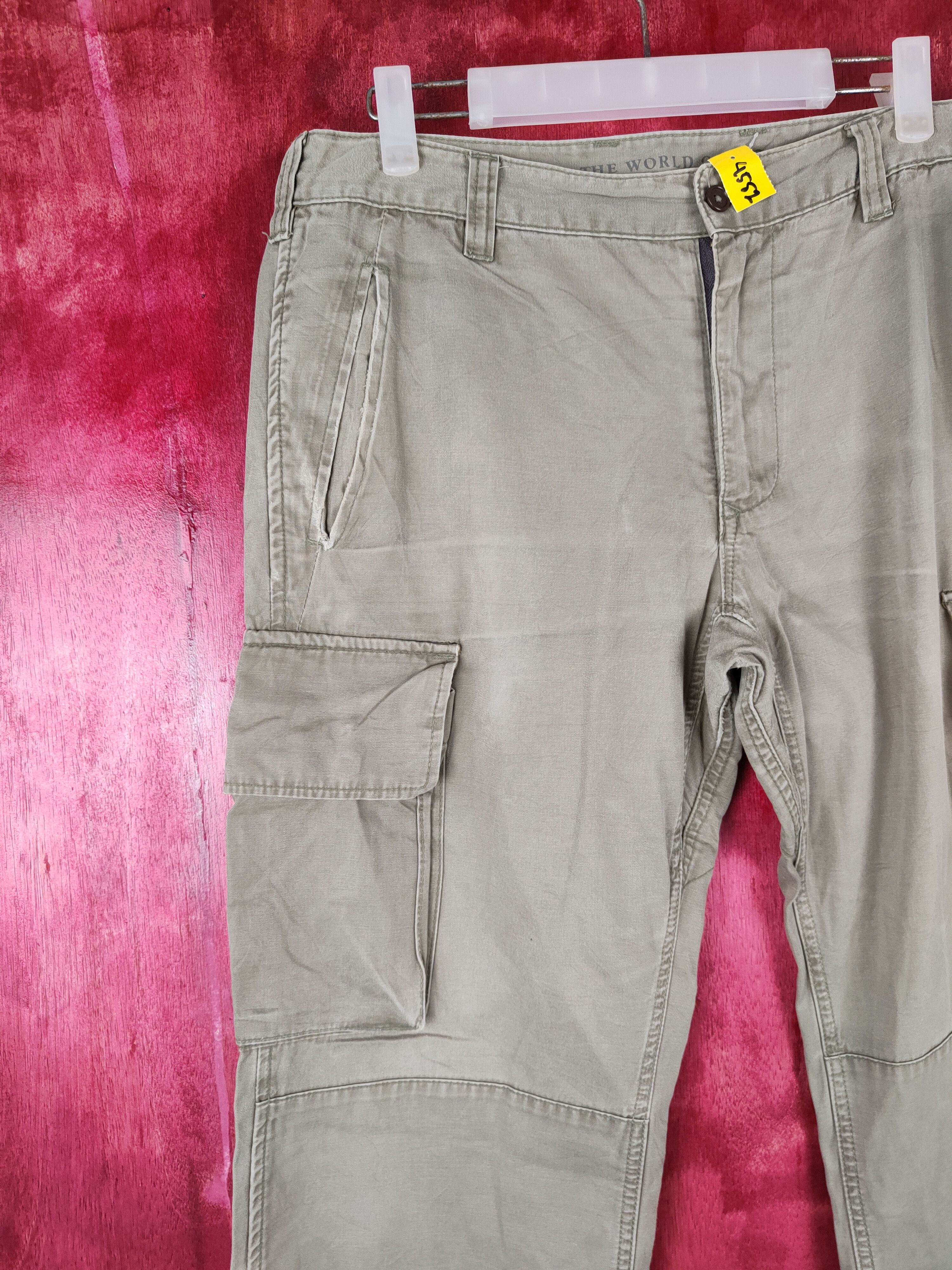 Japanese Brand The World Cargo (Back Number®) Light Green cargo Pants #4552 Size US 33 - 5 Thumbnail
