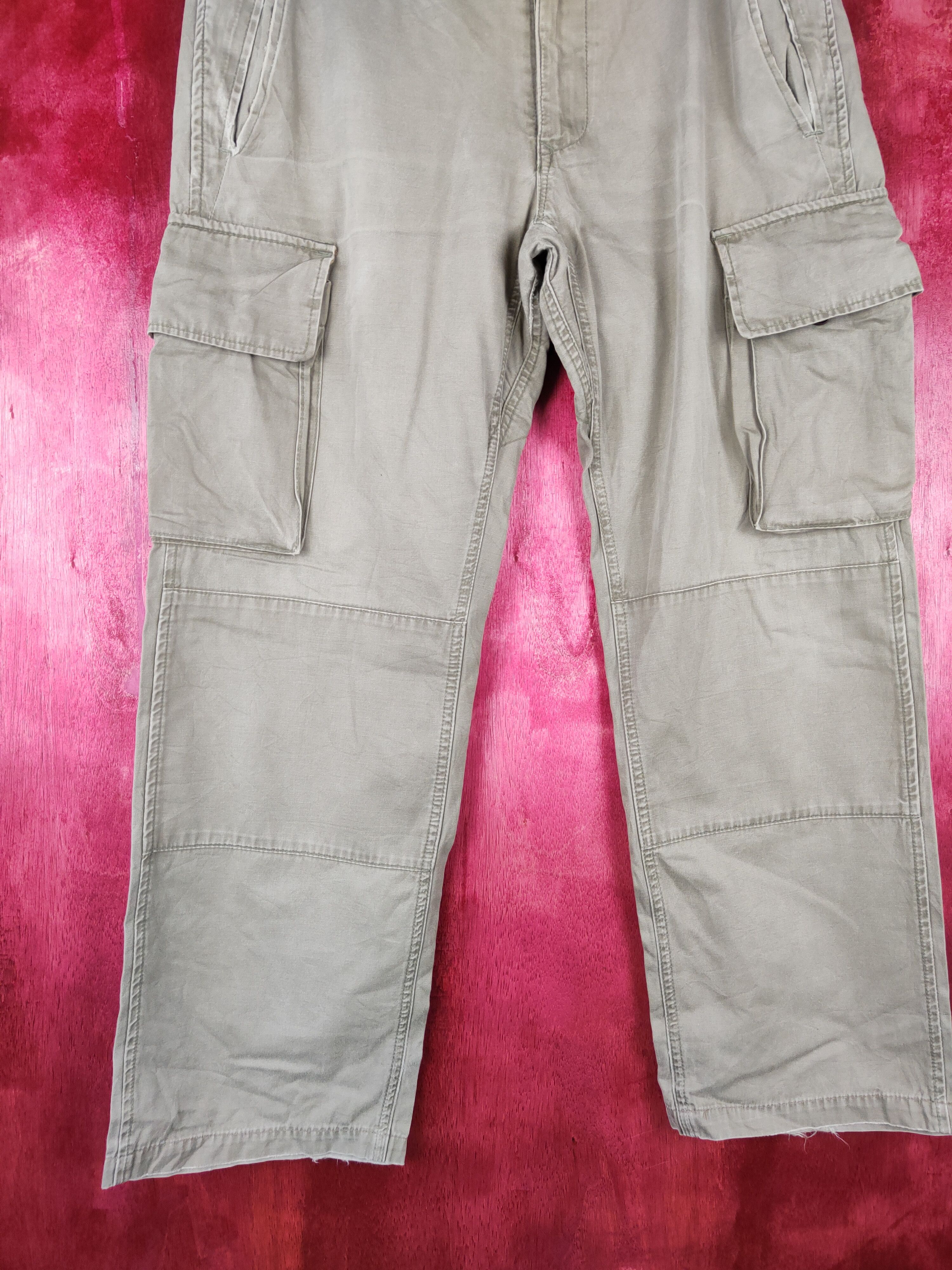 Japanese Brand The World Cargo (Back Number®) Light Green cargo Pants #4552 Size US 33 - 3 Thumbnail