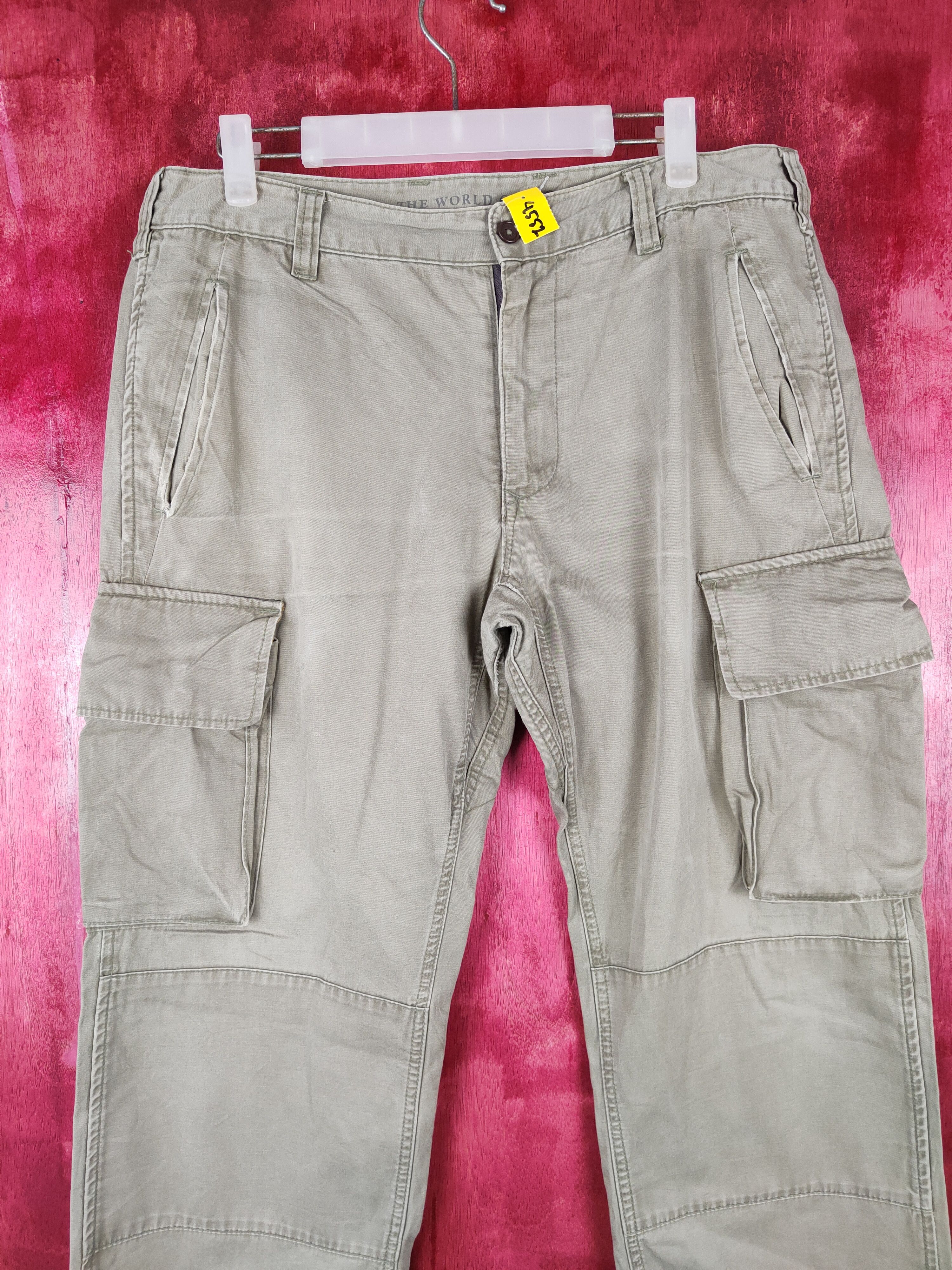 Japanese Brand The World Cargo (Back Number®) Light Green cargo Pants #4552 Size US 33 - 2 Thumbnail