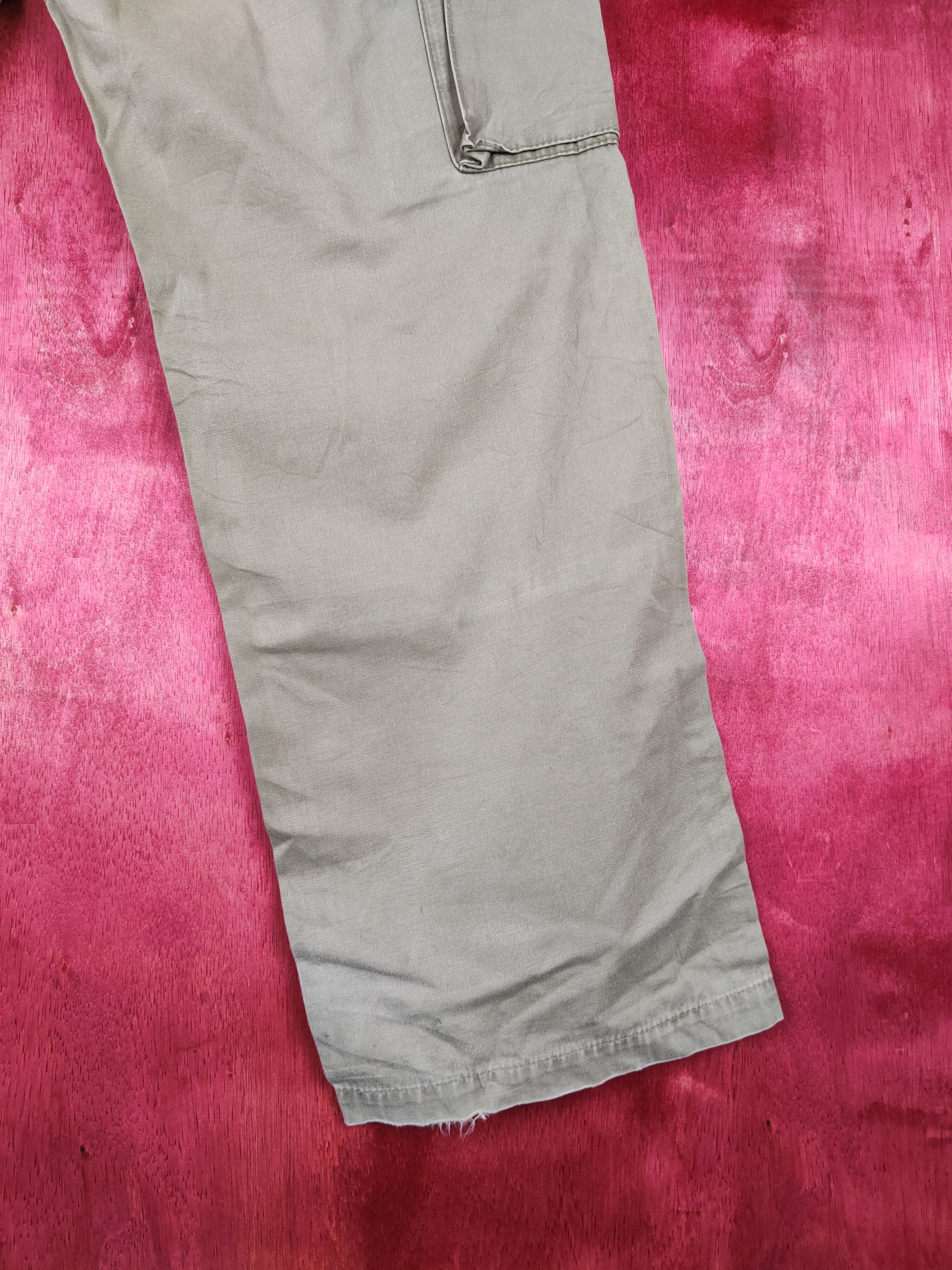 Japanese Brand The World Cargo (Back Number®) Light Green cargo Pants #4552 Size US 33 - 11 Thumbnail