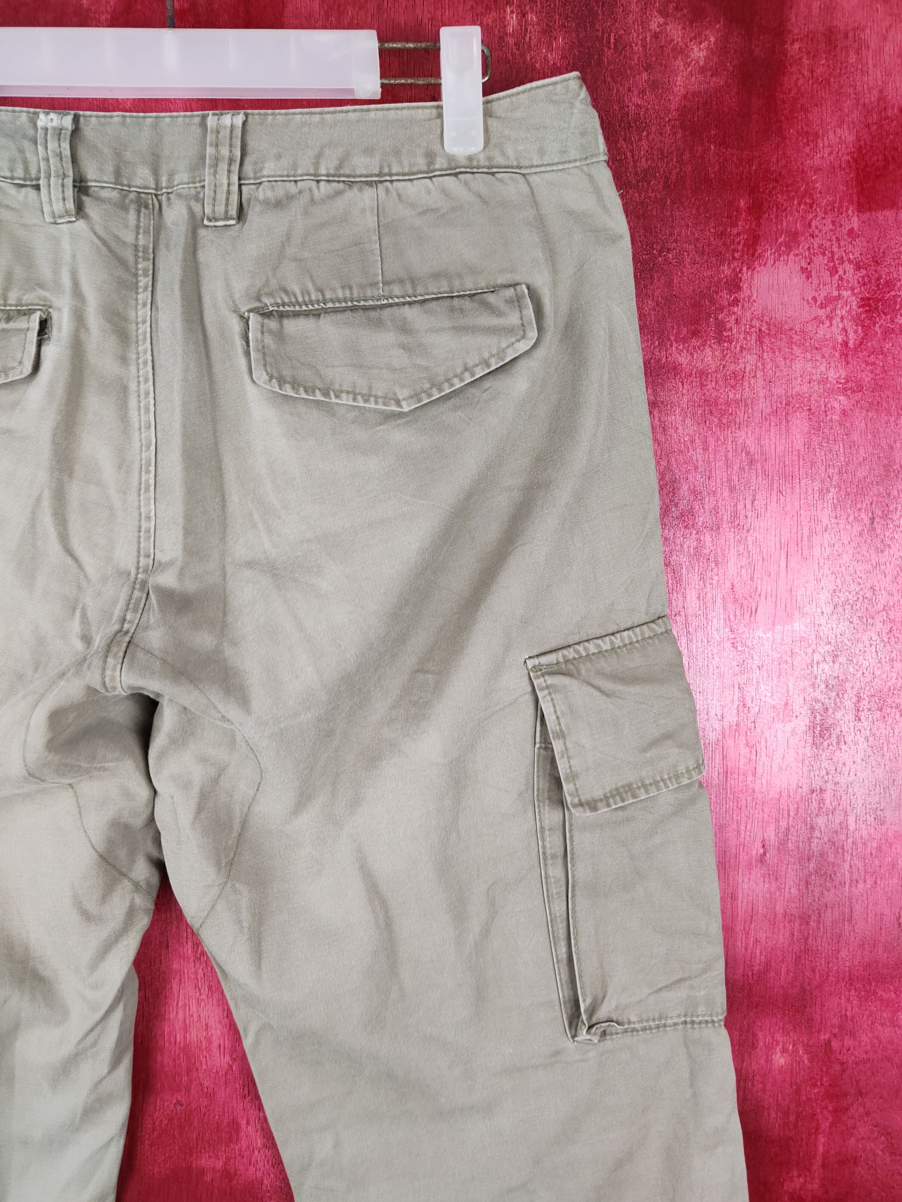 Japanese Brand The World Cargo (Back Number®) Light Green cargo Pants #4552 Size US 33 - 8 Thumbnail