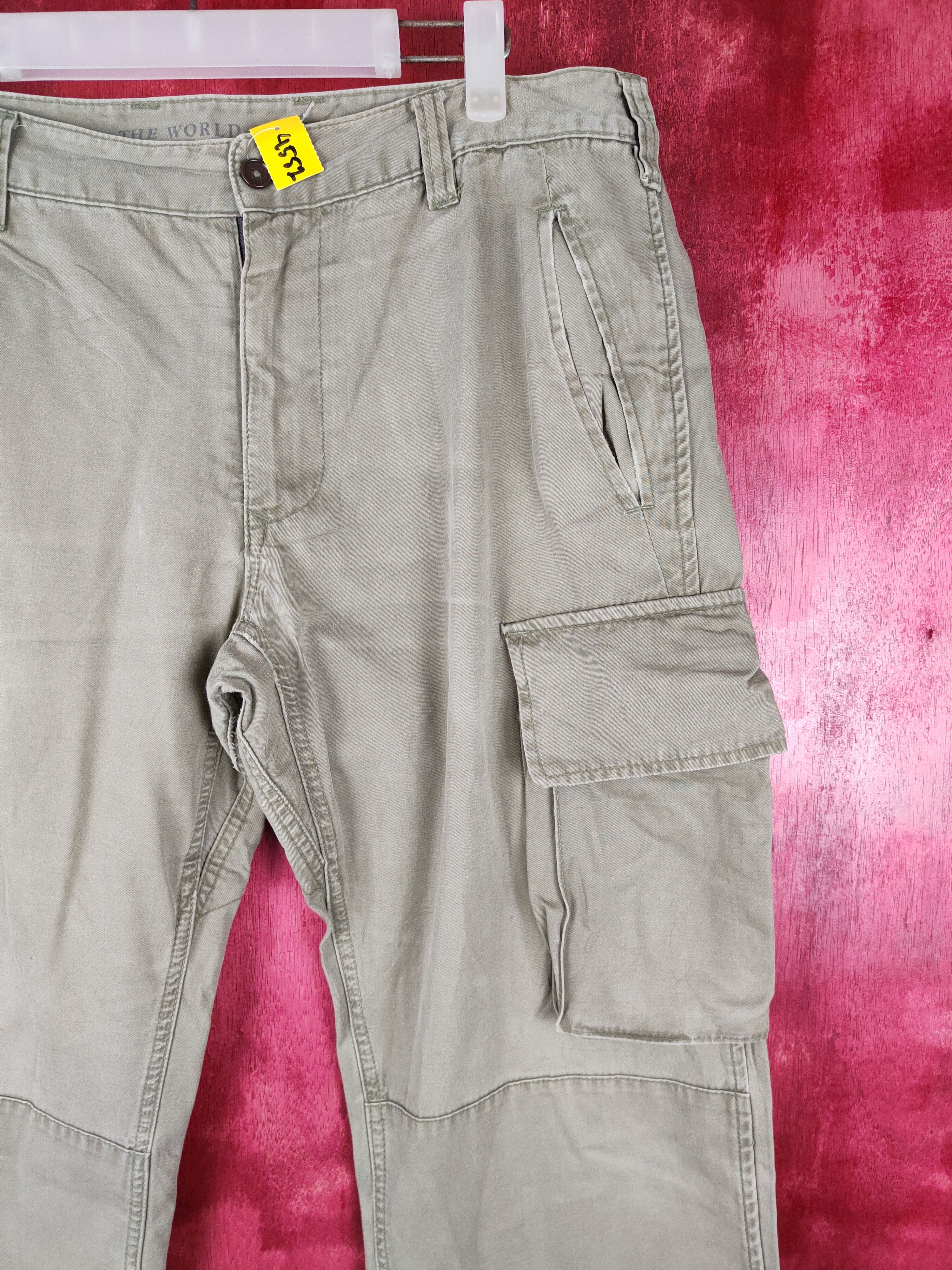 Japanese Brand The World Cargo (Back Number®) Light Green cargo Pants #4552 Size US 33 - 4 Thumbnail