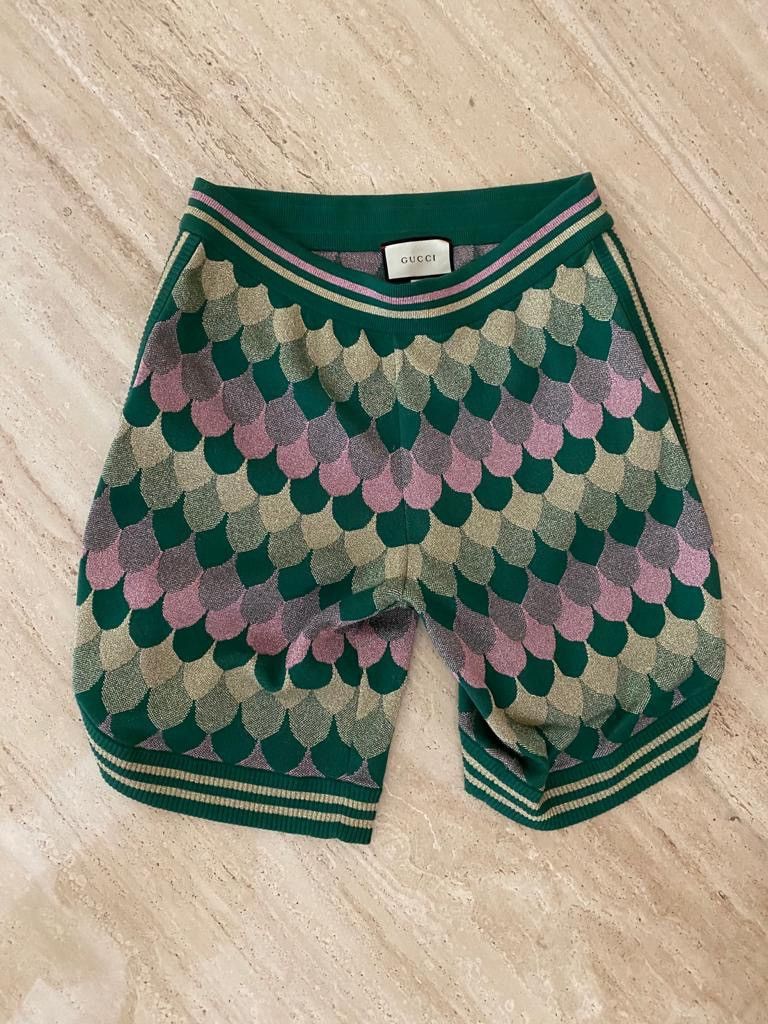 Gucci Glittery pink green gold jersey shorts Size US 32 / EU 48 - 1 Thumbnail