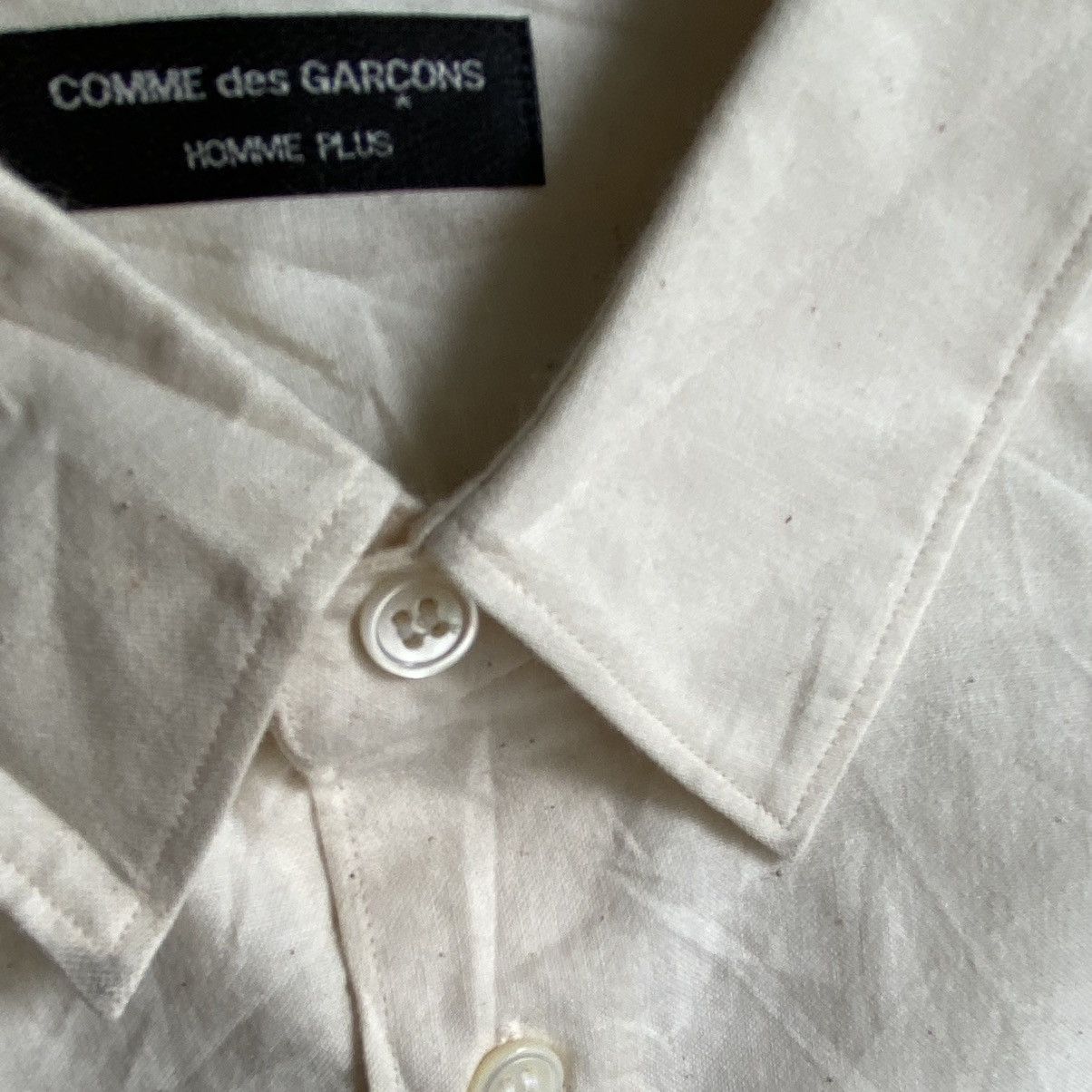 Comme des Garcons SS04 Raw Cotton With Contrast Strip Sleeve Side Slitl Size US M / EU 48-50 / 2 - 7 Thumbnail