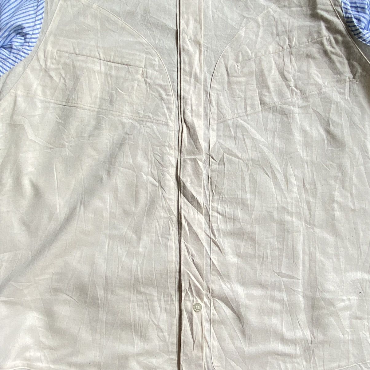 Comme des Garcons SS04 Raw Cotton With Contrast Strip Sleeve Side Slitl Size US M / EU 48-50 / 2 - 3 Thumbnail