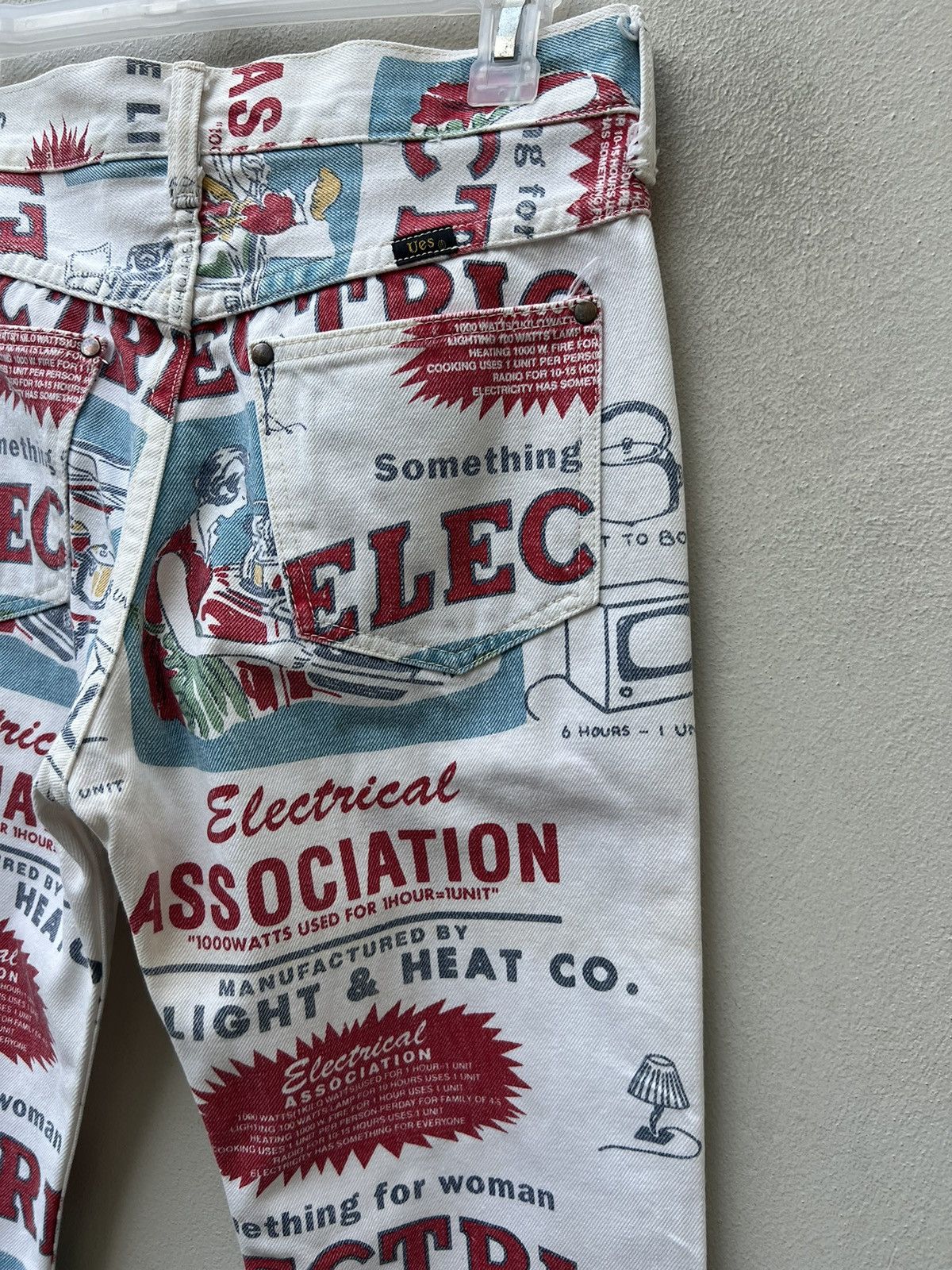 UES Japan × Vintage Vintage UES Japan Union Made Pop Art Ads Denim Flare Jeans Size US 29 - 20 Thumbnail