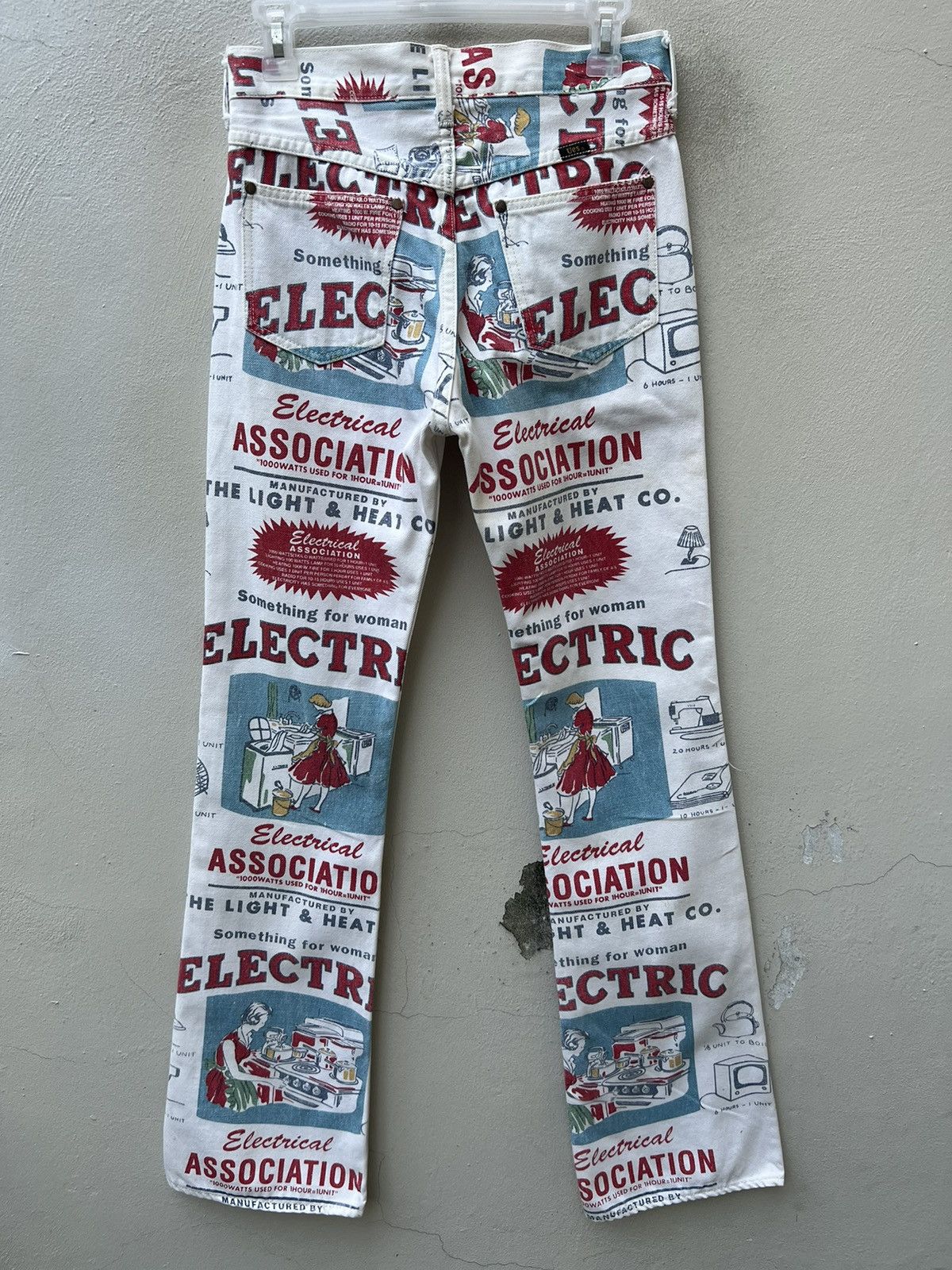 UES Japan × Vintage Vintage UES Japan Union Made Pop Art Ads Denim Flare Jeans Size US 29 - 16 Thumbnail