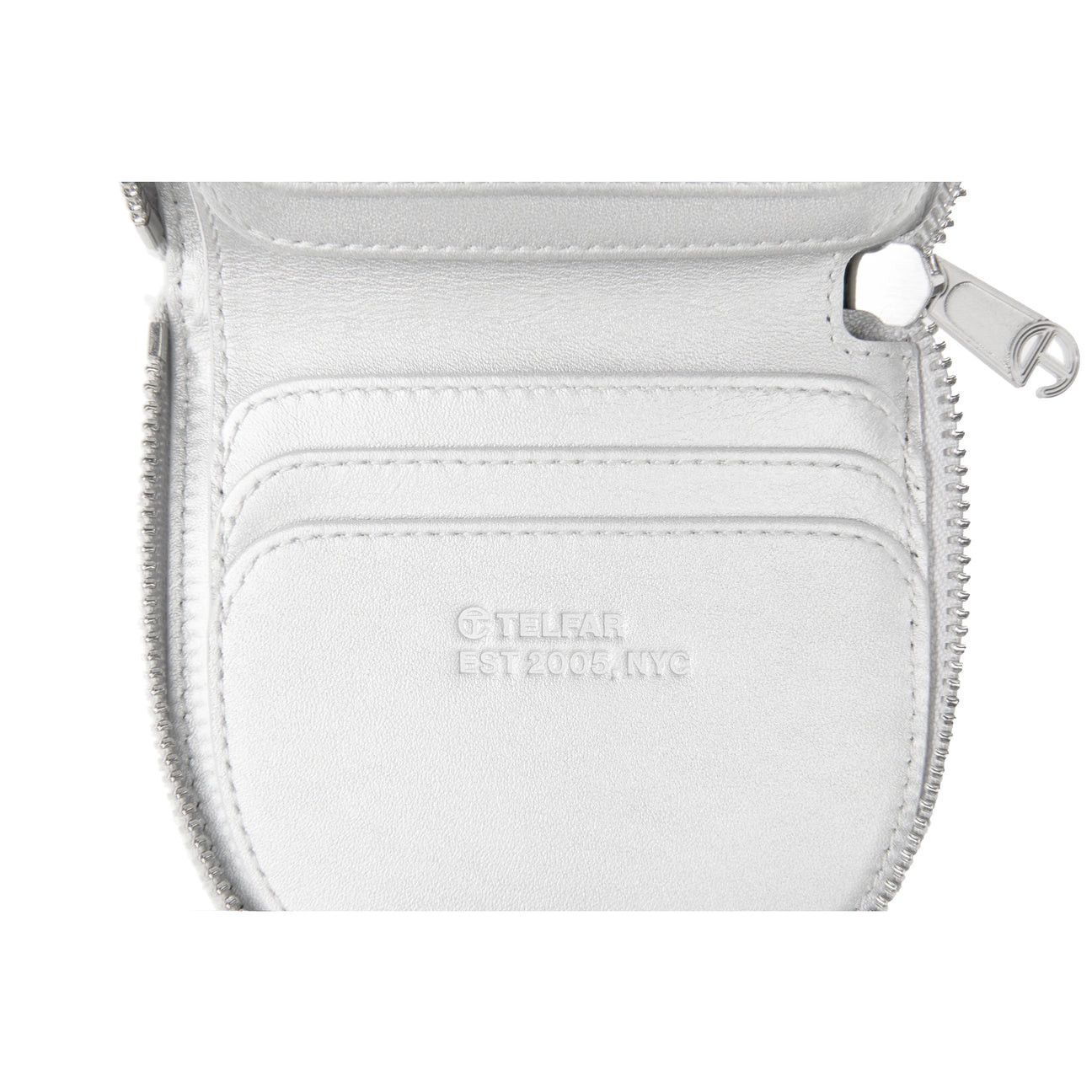 Telfar leather wallet- silver