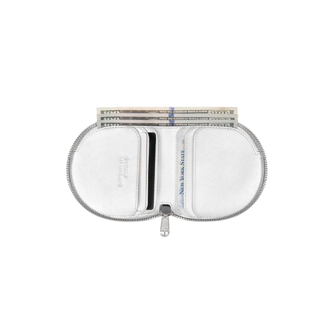 Telfar leather wallet- silver