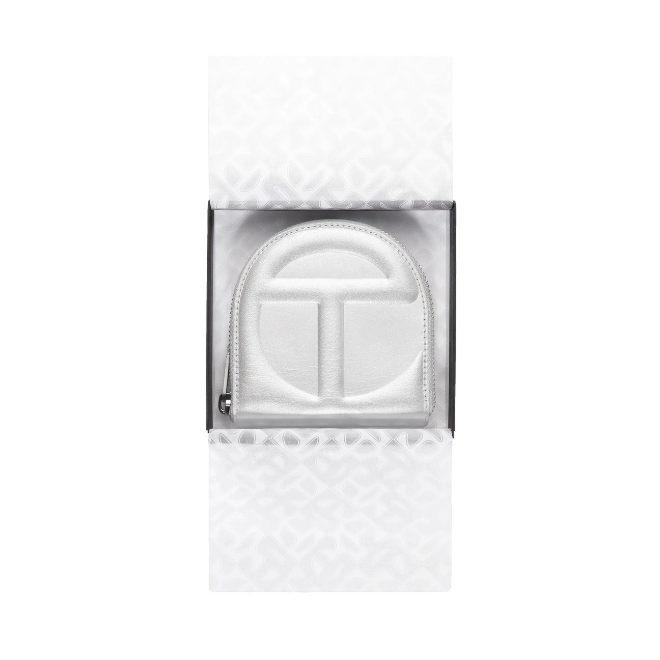 Telfar leather wallet- silver
