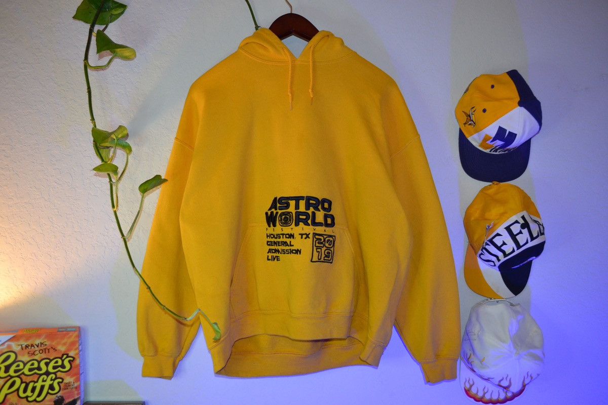 Astroworld merch 2024 yellow hoodie