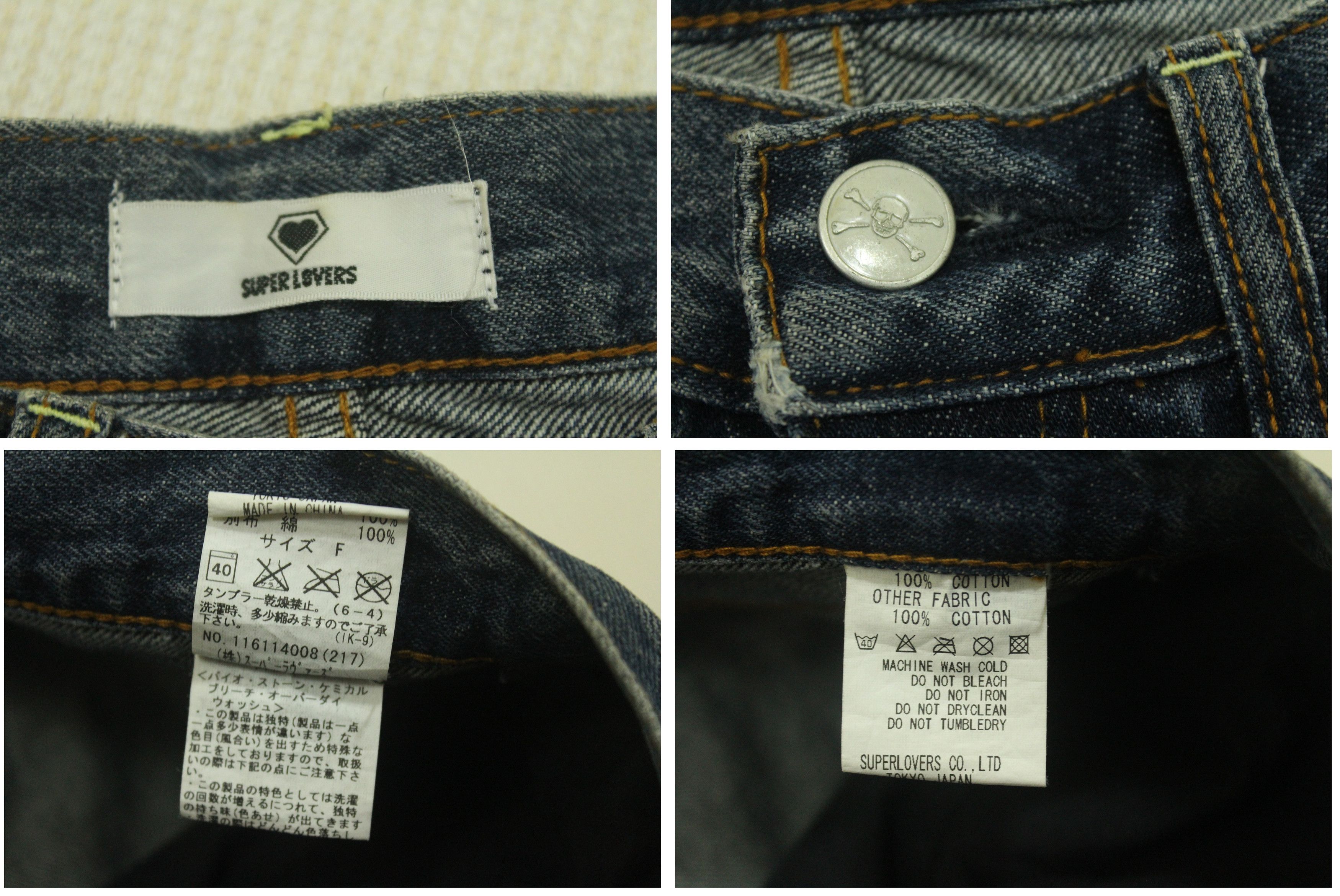 Japanese Brand SUPERLOVERS Denim Jeans Distressed Style Skull Ripped Size US 30 / EU 46 - 9 Thumbnail