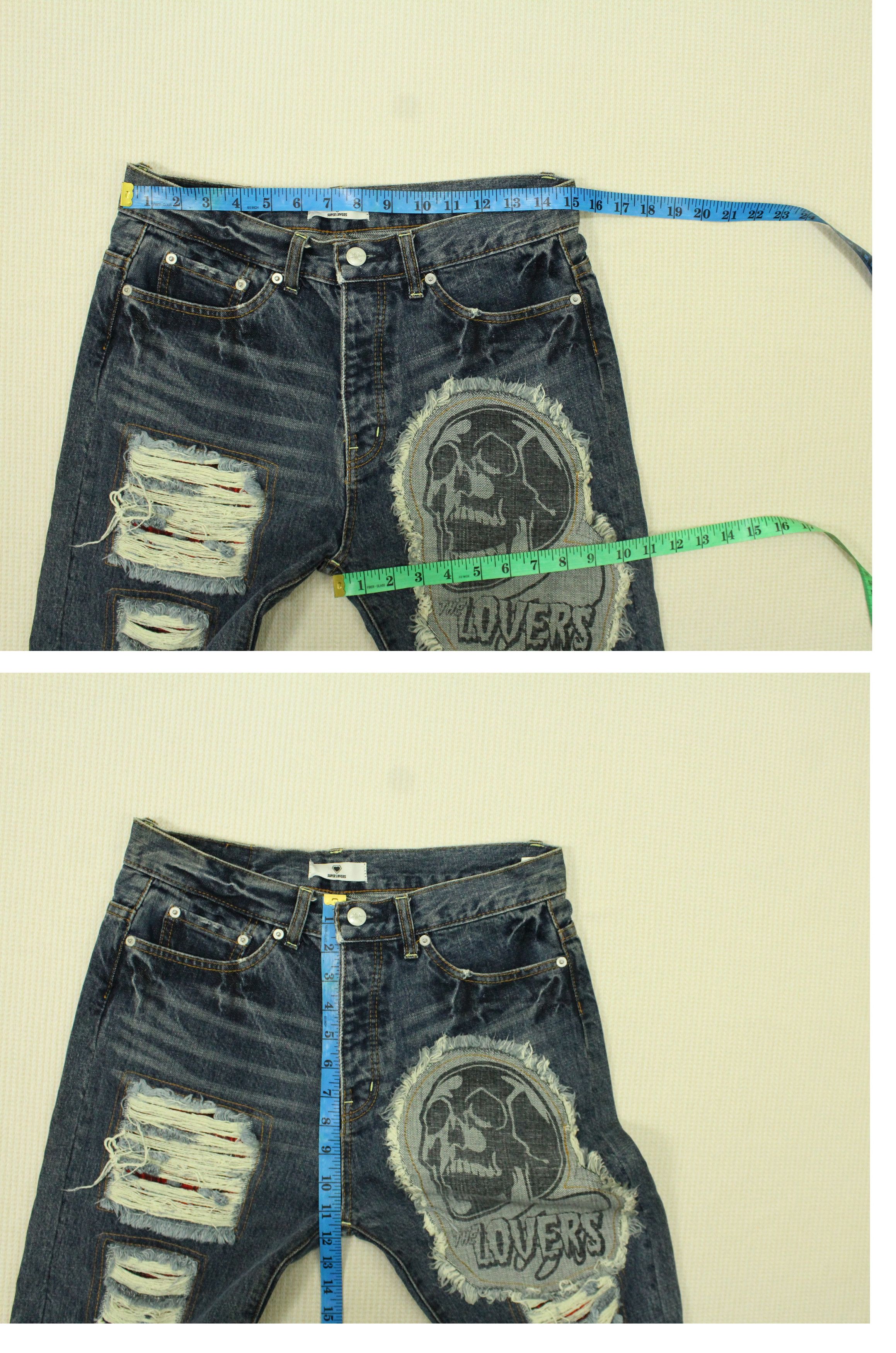 Japanese Brand SUPERLOVERS Denim Jeans Distressed Style Skull Ripped Size US 30 / EU 46 - 11 Thumbnail
