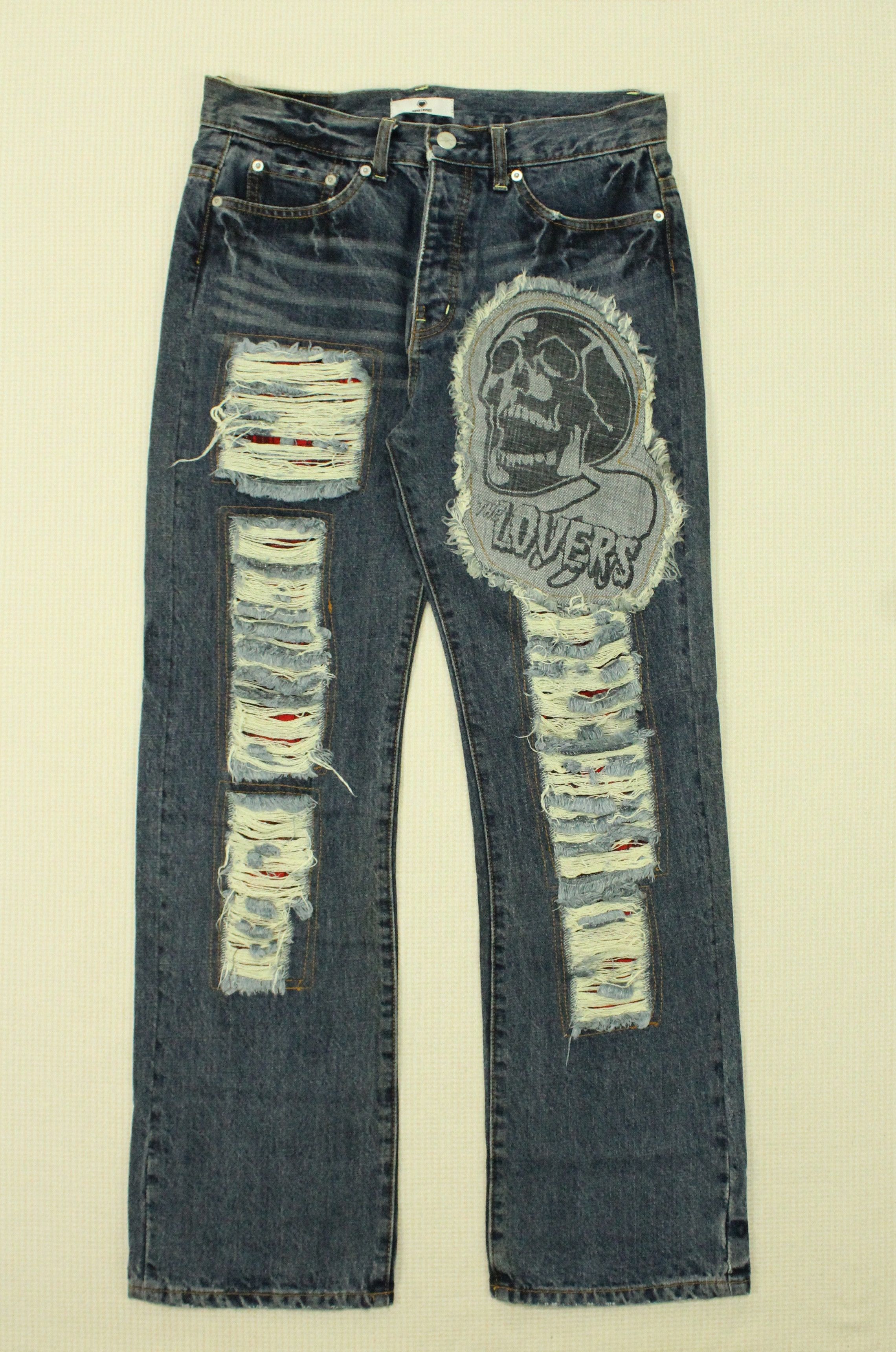 Japanese Brand SUPERLOVERS Denim Jeans Distressed Style Skull Ripped Size US 30 / EU 46 - 1 Thumbnail
