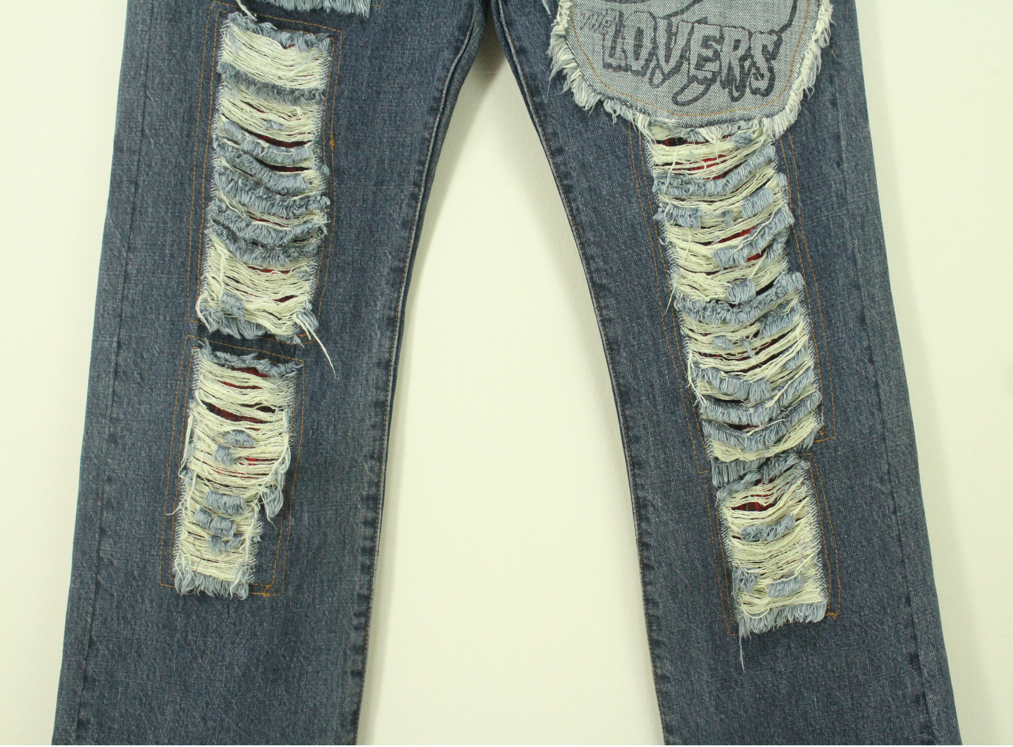 Japanese Brand SUPERLOVERS Denim Jeans Distressed Style Skull Ripped Size US 30 / EU 46 - 4 Thumbnail
