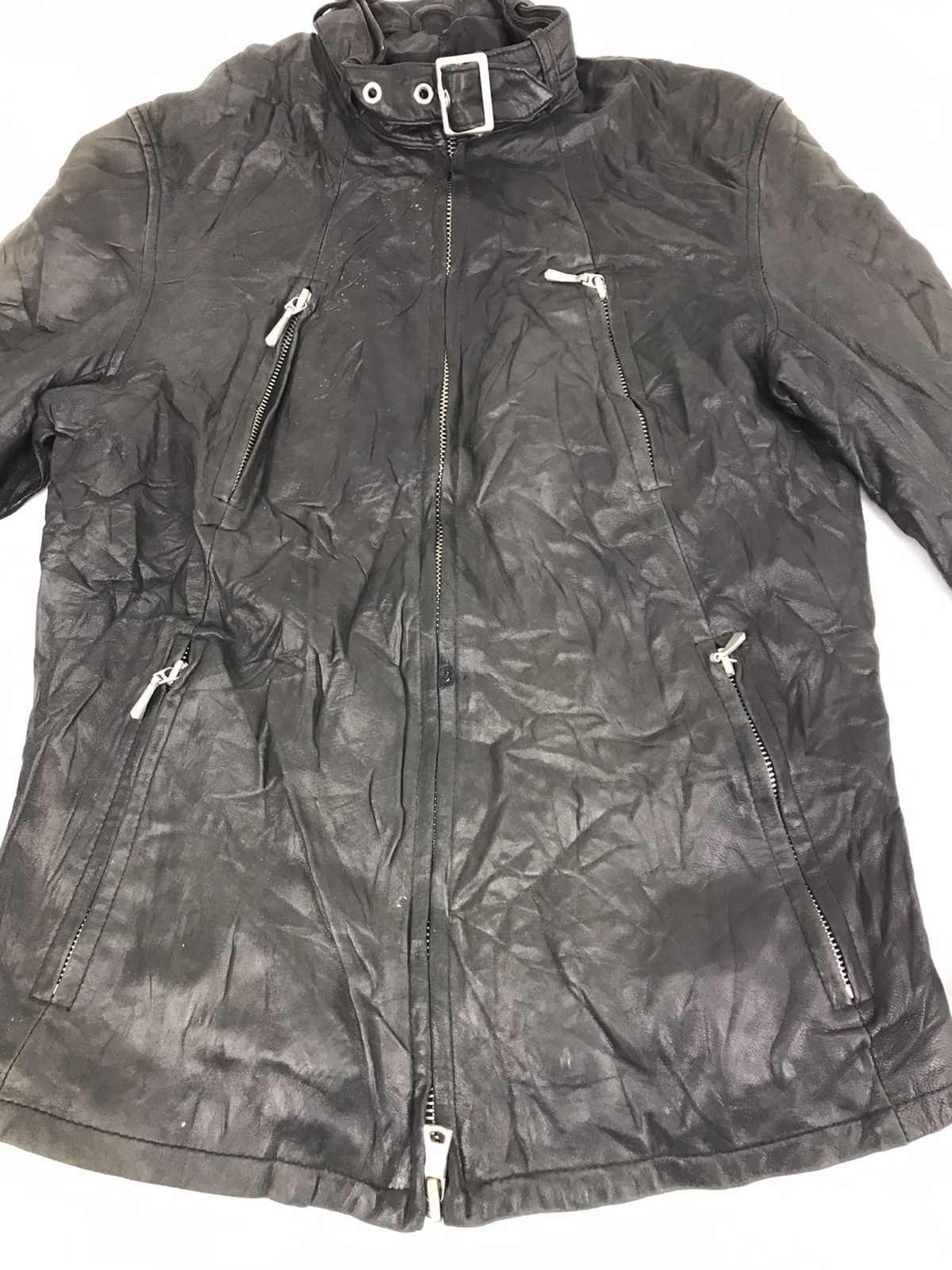 Japanese Brand × Ships Jet Blue Vintage Ship Jet Blue Leather Bikers Jacket Quilted Inner Size US S / EU 44-46 / 1 - 4 Thumbnail