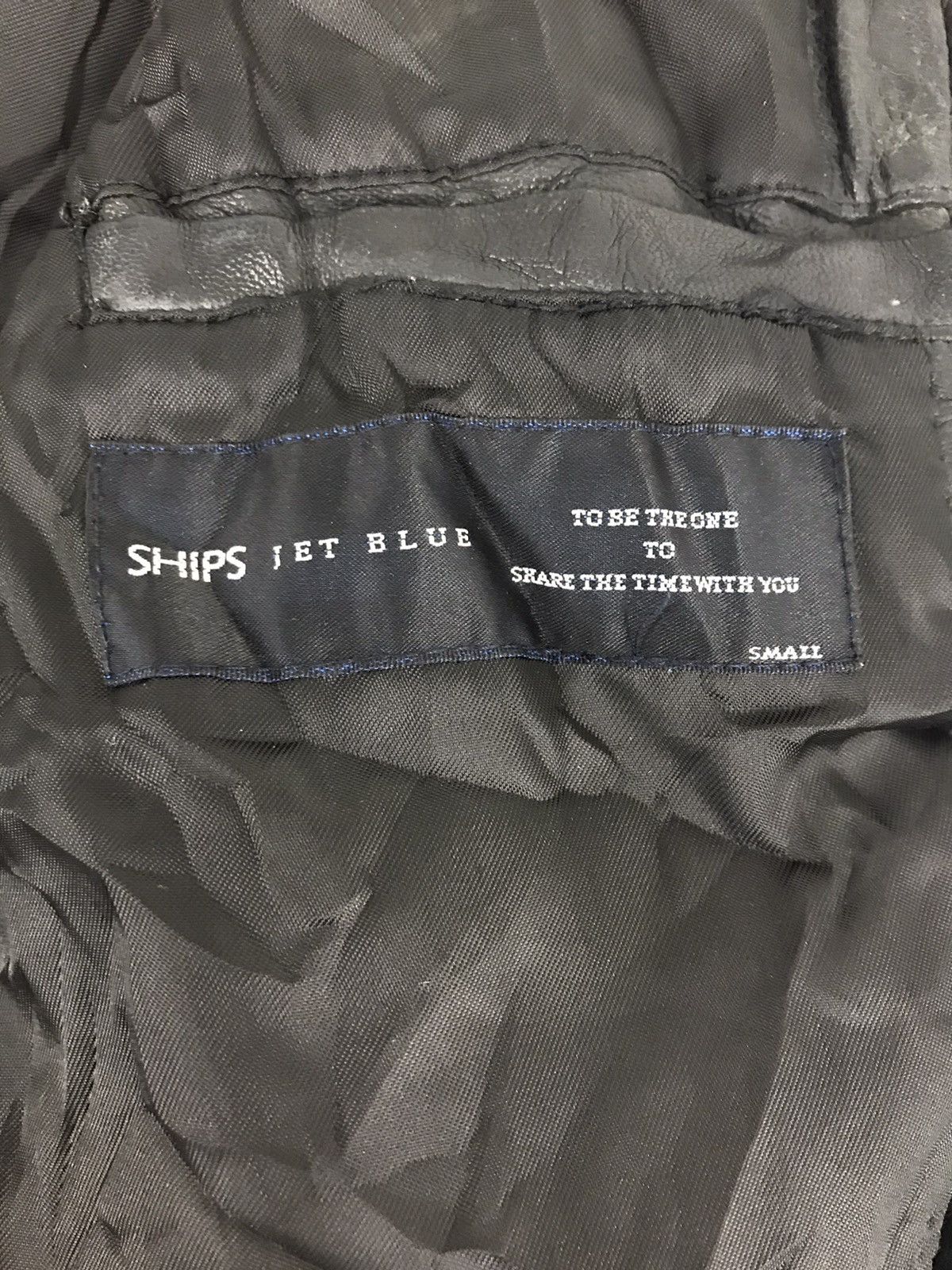 Japanese Brand × Ships Jet Blue Vintage Ship Jet Blue Leather Bikers Jacket Quilted Inner Size US S / EU 44-46 / 1 - 3 Thumbnail