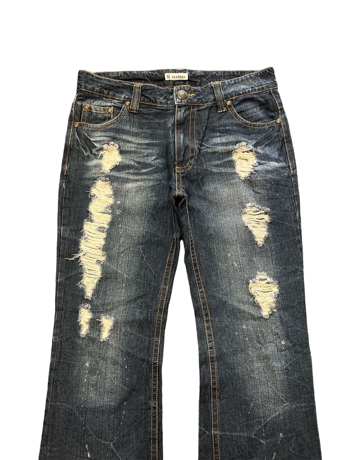 Japanese Brand × Vintage THRASHED💥SORRIDERE SPLASHED WING DISTRESSED DENIM PANT Size US 34 / EU 50 - 3 Thumbnail