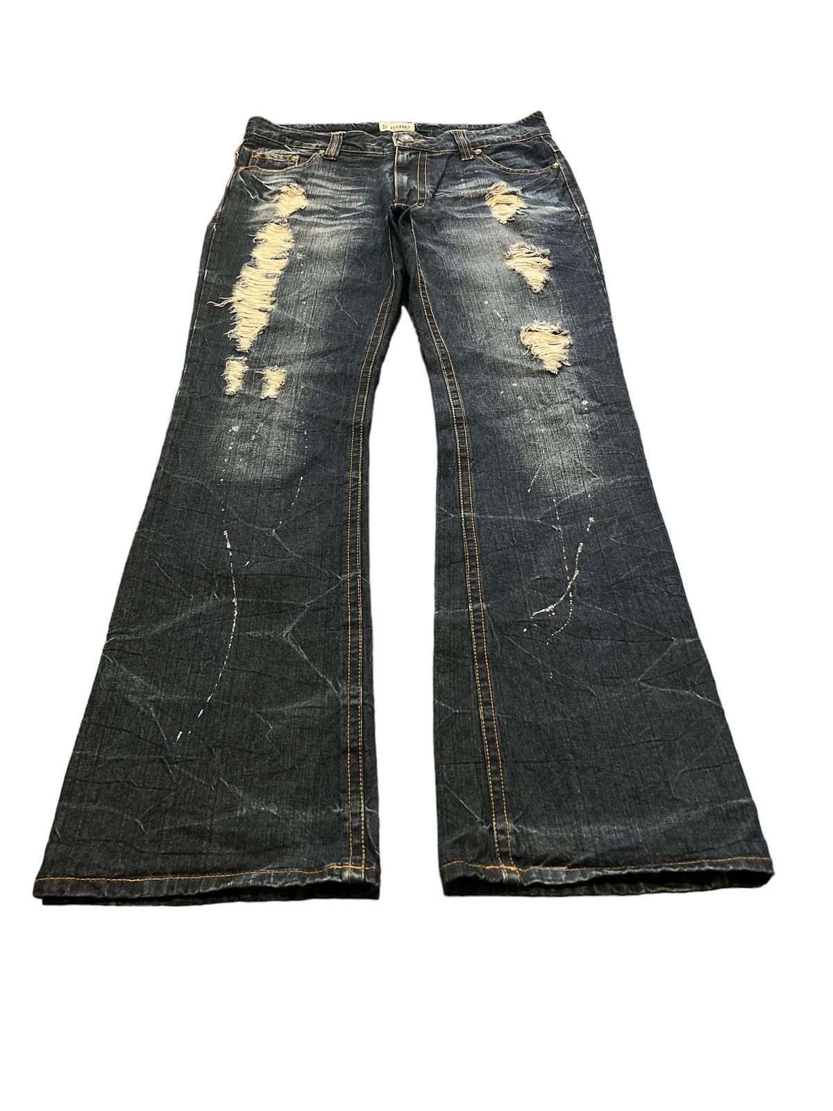 Japanese Brand × Vintage THRASHED💥SORRIDERE SPLASHED WING DISTRESSED DENIM PANT Size US 34 / EU 50 - 2 Thumbnail