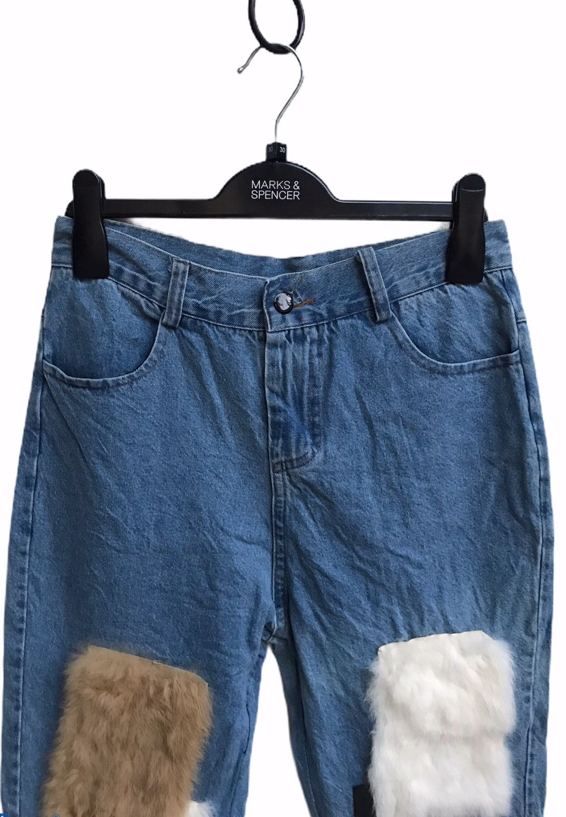 Japanese Brand 🔥Styles Jeans With Leather Rabbit Fur Size US 26 / EU 42 - 4 Thumbnail