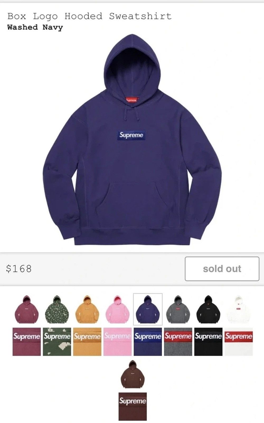 Supreme SUPREME WASHED NAVY BOX LOGO HOODIE Size US L / EU 52-54 / 3 - 2 Thumbnail