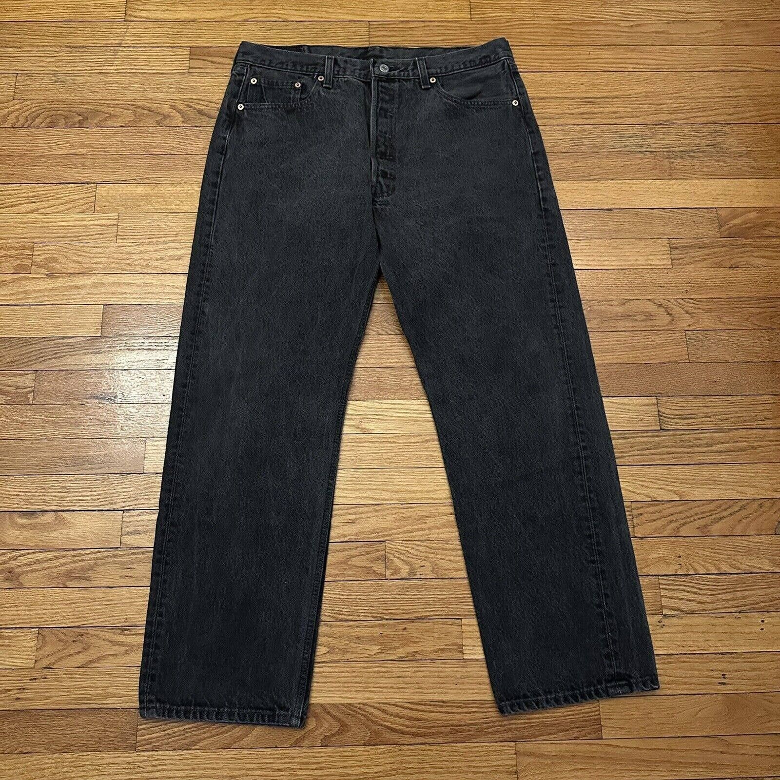 Vintage Levi’s 501 Faded Black Denim Jeans Size 38x30