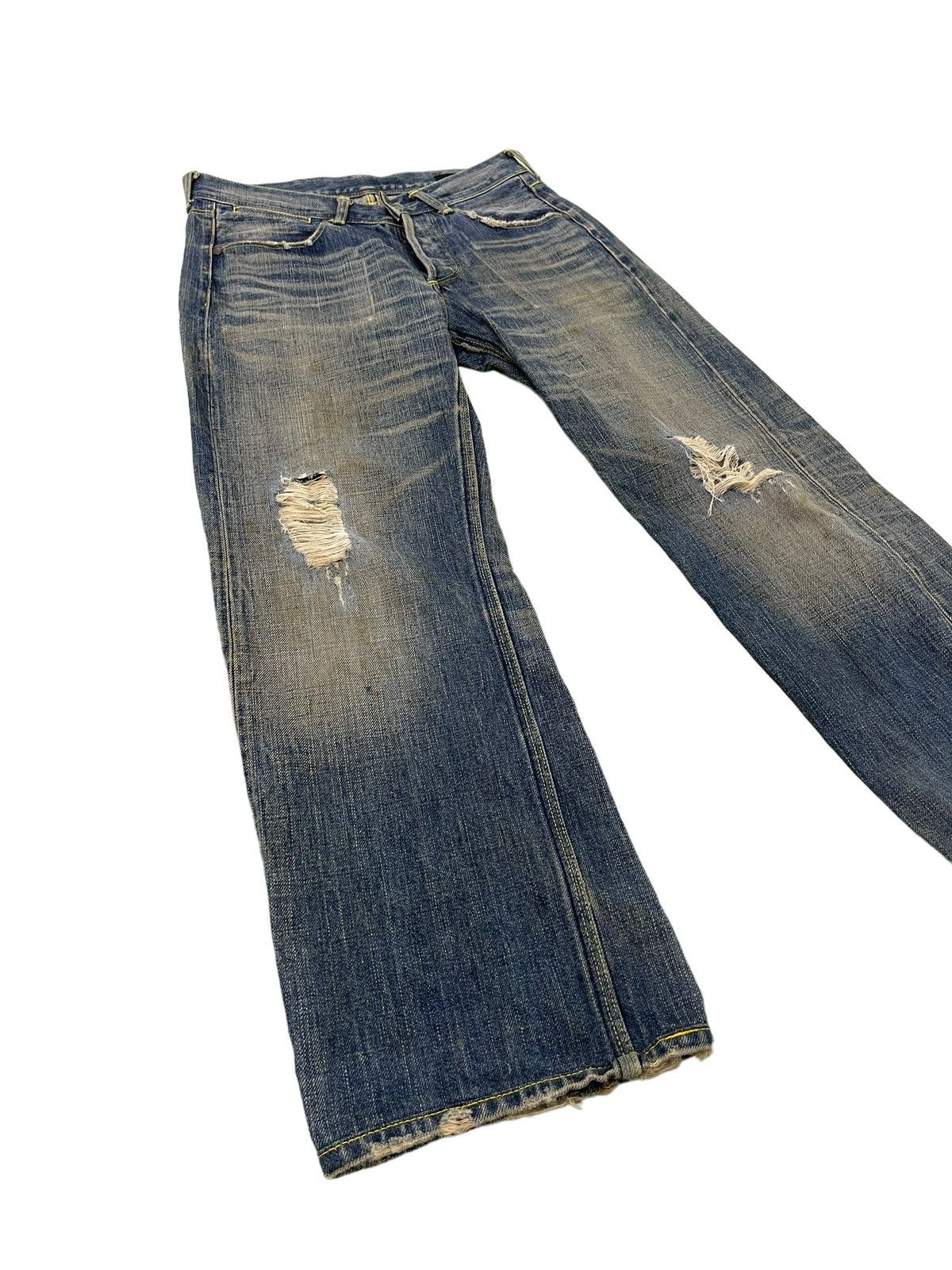 Japanese Brand Cropped Slim Jeans The Viridi Anne Distress Denim 2🟦2 Size US 28 / EU 44 - 2 Thumbnail