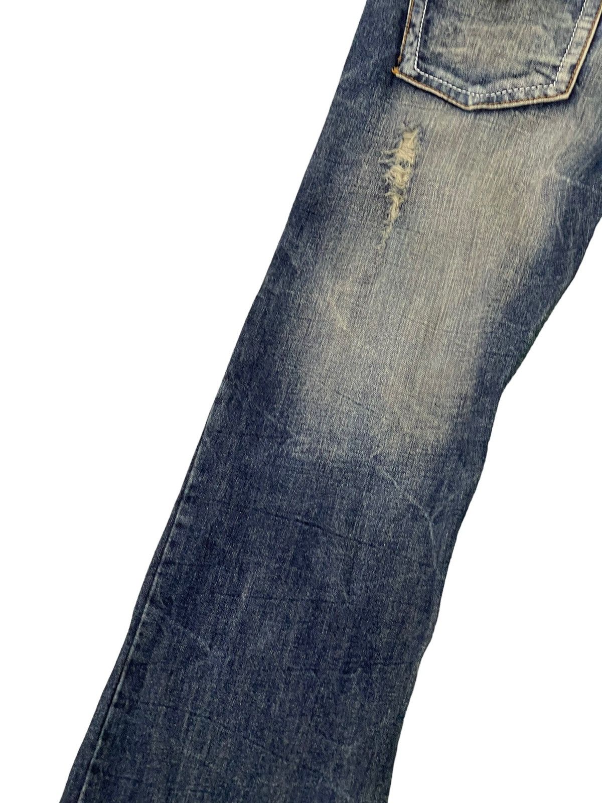 Japanese Brand Flare Jeans Agate Label Distress Denim Low Rise 2🟦2 Size US 31 - 16 Thumbnail