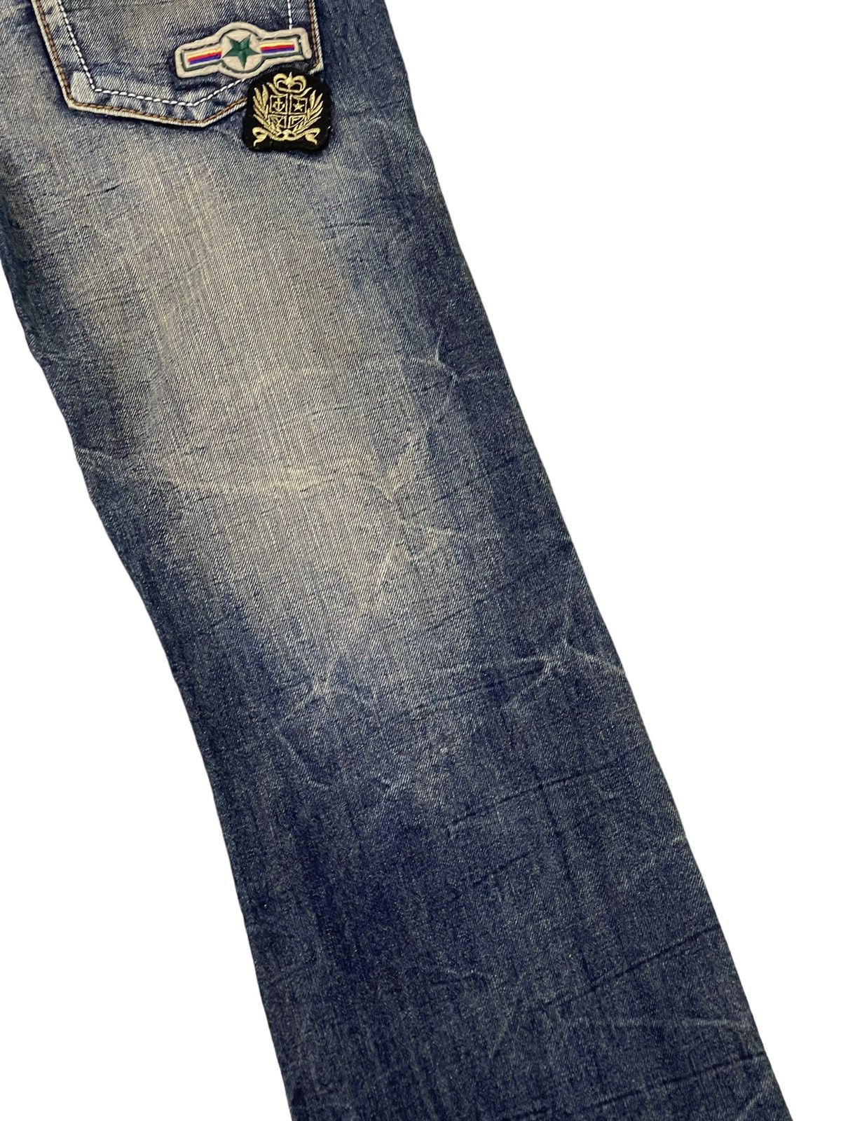Japanese Brand Flare Jeans Agate Label Distress Denim Low Rise 2🟦2 Size US 31 - 17 Thumbnail