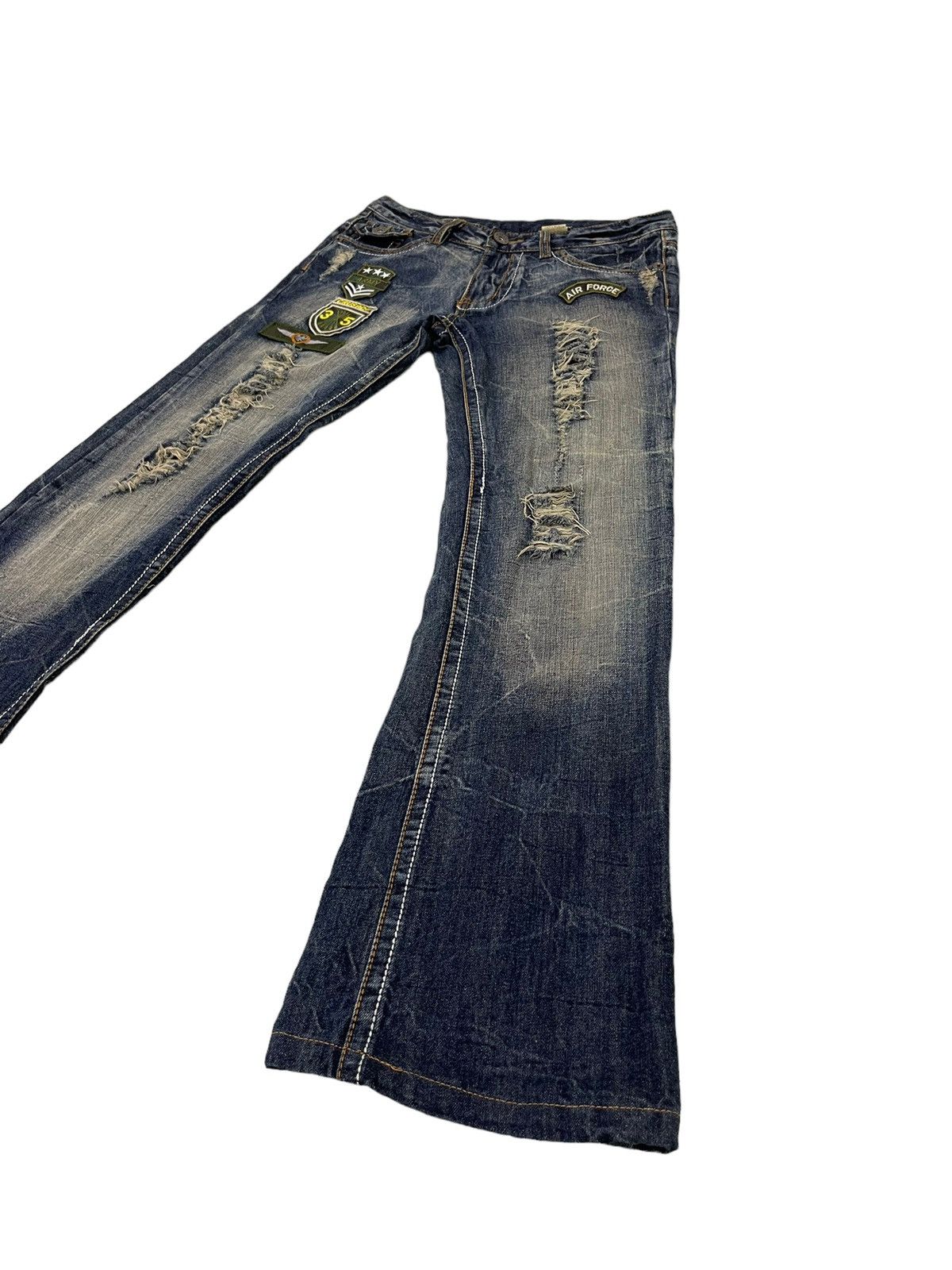 Japanese Brand Flare Jeans Agate Label Distress Denim Low Rise 2🟦2 Size US 31 - 3 Thumbnail