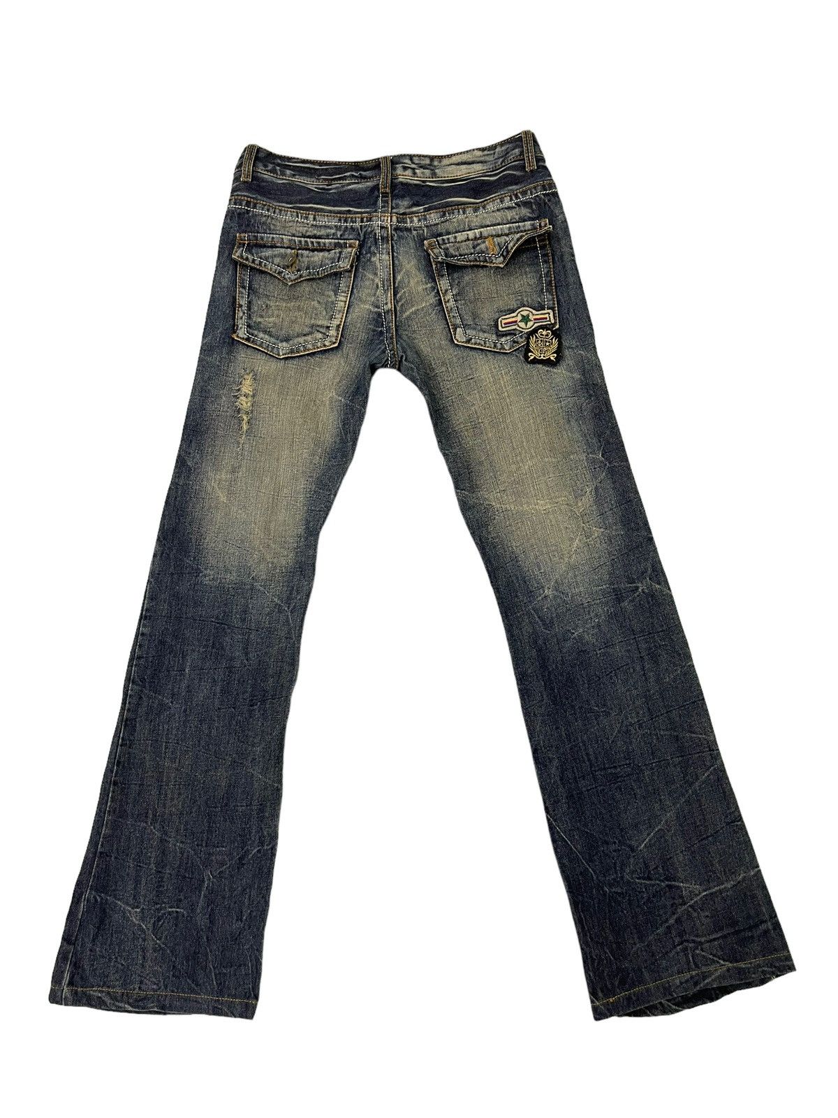 Japanese Brand Flare Jeans Agate Label Distress Denim Low Rise 2🟦2 Size US 31 - 11 Thumbnail