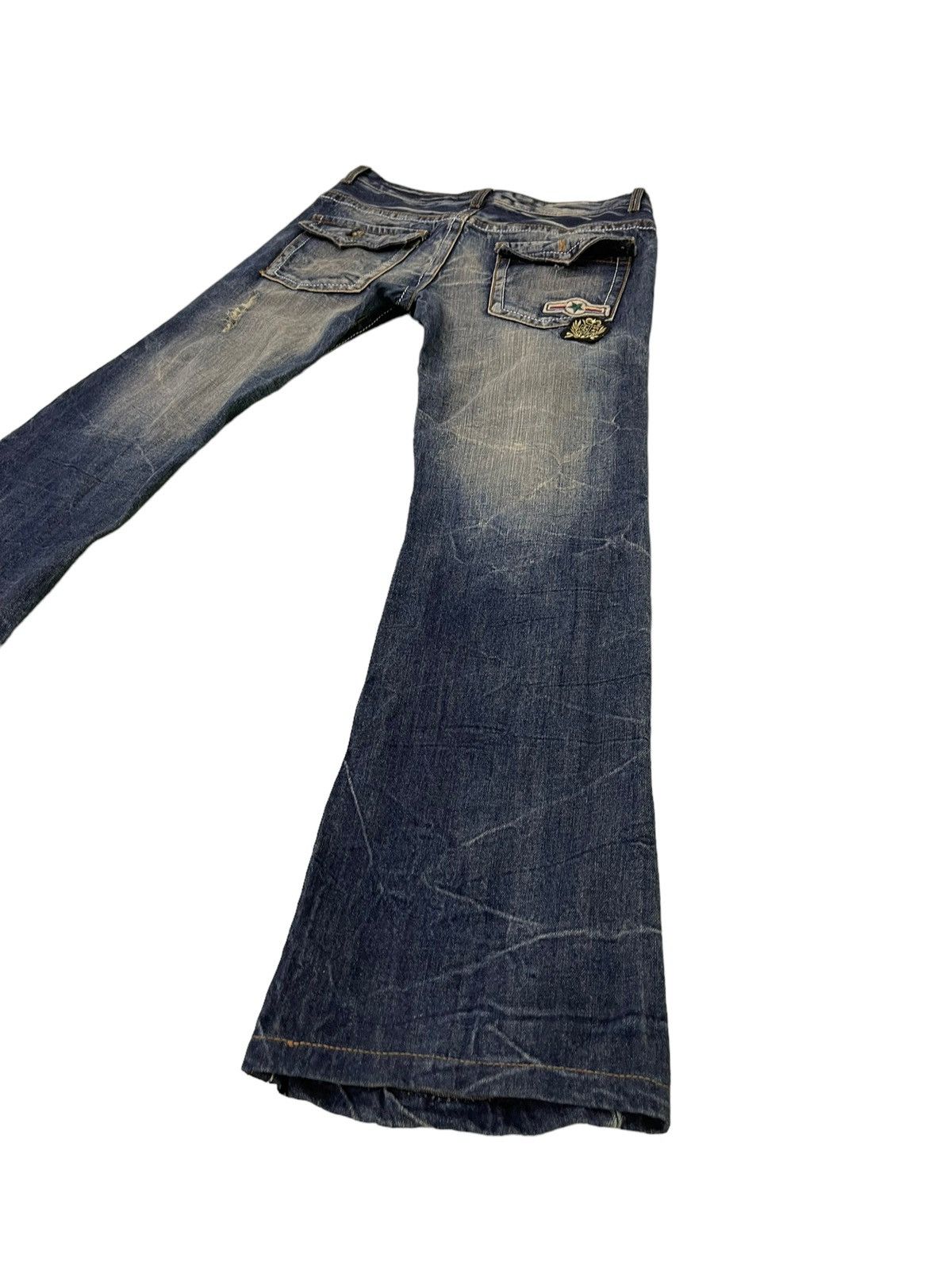 Japanese Brand Flare Jeans Agate Label Distress Denim Low Rise 2🟦2 Size US 31 - 13 Thumbnail
