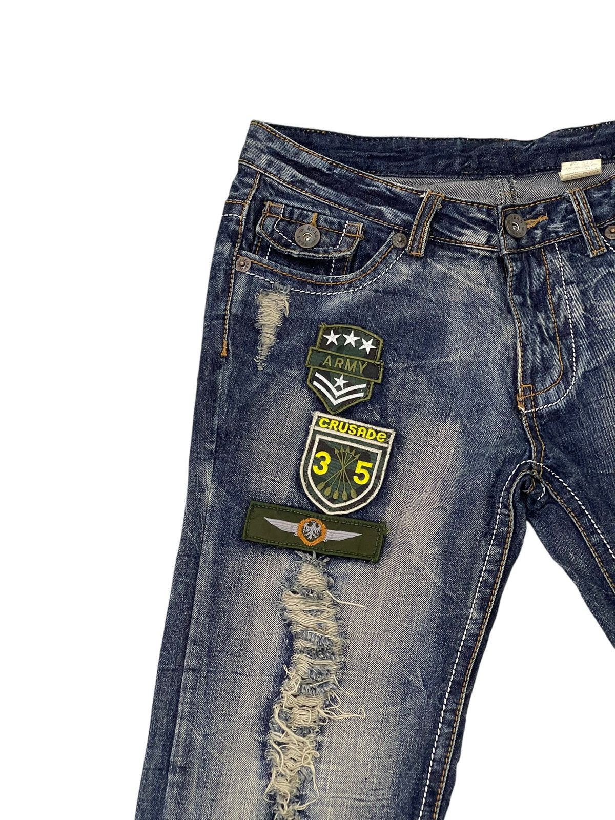 Japanese Brand Flare Jeans Agate Label Distress Denim Low Rise 2🟦2 Size US 31 - 8 Thumbnail