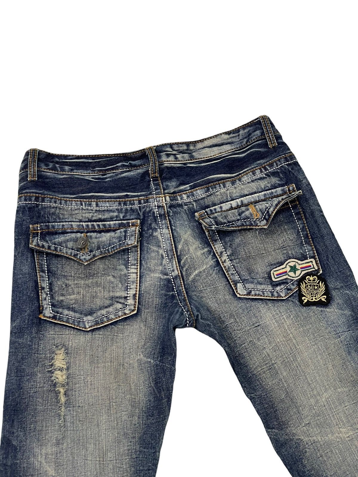 Japanese Brand Flare Jeans Agate Label Distress Denim Low Rise 2🟦2 Size US 31 - 18 Thumbnail