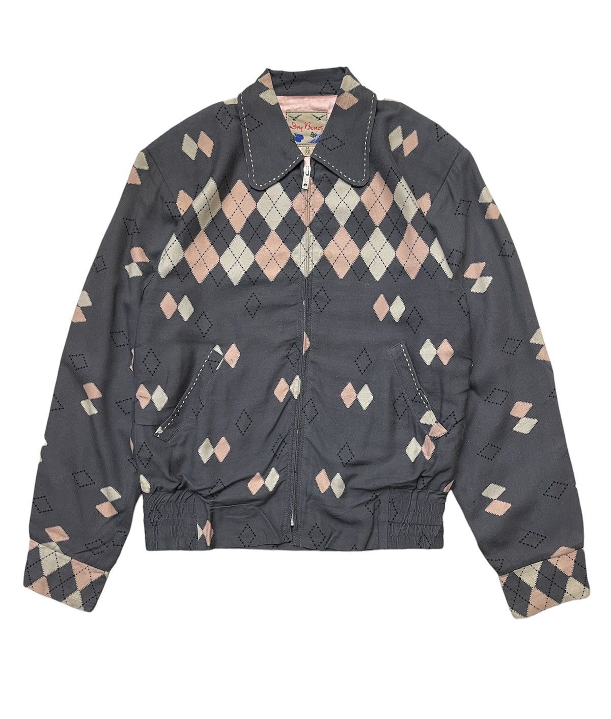 Dry Bones 50s Argyle Blouson Rockabilly Gabardine Jacket Size US XS / EU 42 / 0 - 1 Thumbnail