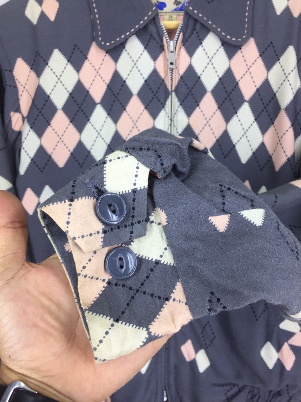 Dry Bones 50s Argyle Blouson Rockabilly Gabardine Jacket Size US XS / EU 42 / 0 - 12 Thumbnail