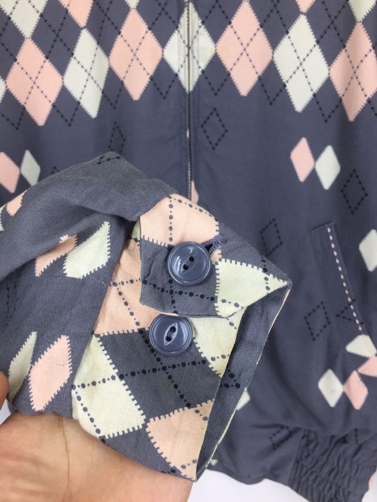 Dry Bones 50s Argyle Blouson Rockabilly Gabardine Jacket Size US XS / EU 42 / 0 - 13 Thumbnail