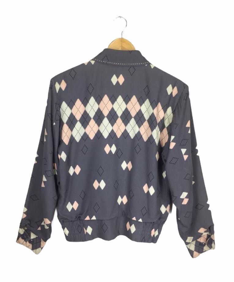 Dry Bones 50s Argyle Blouson Rockabilly Gabardine Jacket Size US XS / EU 42 / 0 - 8 Thumbnail