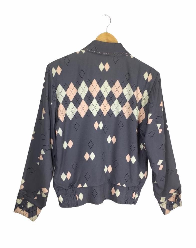 Dry Bones 50s Argyle Blouson Rockabilly Gabardine Jacket Size US XS / EU 42 / 0 - 5 Thumbnail
