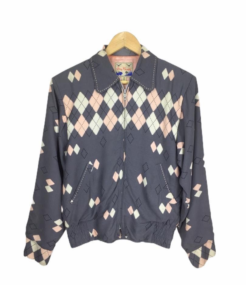 Dry Bones 50s Argyle Blouson Rockabilly Gabardine Jacket Size US XS / EU 42 / 0 - 2 Thumbnail