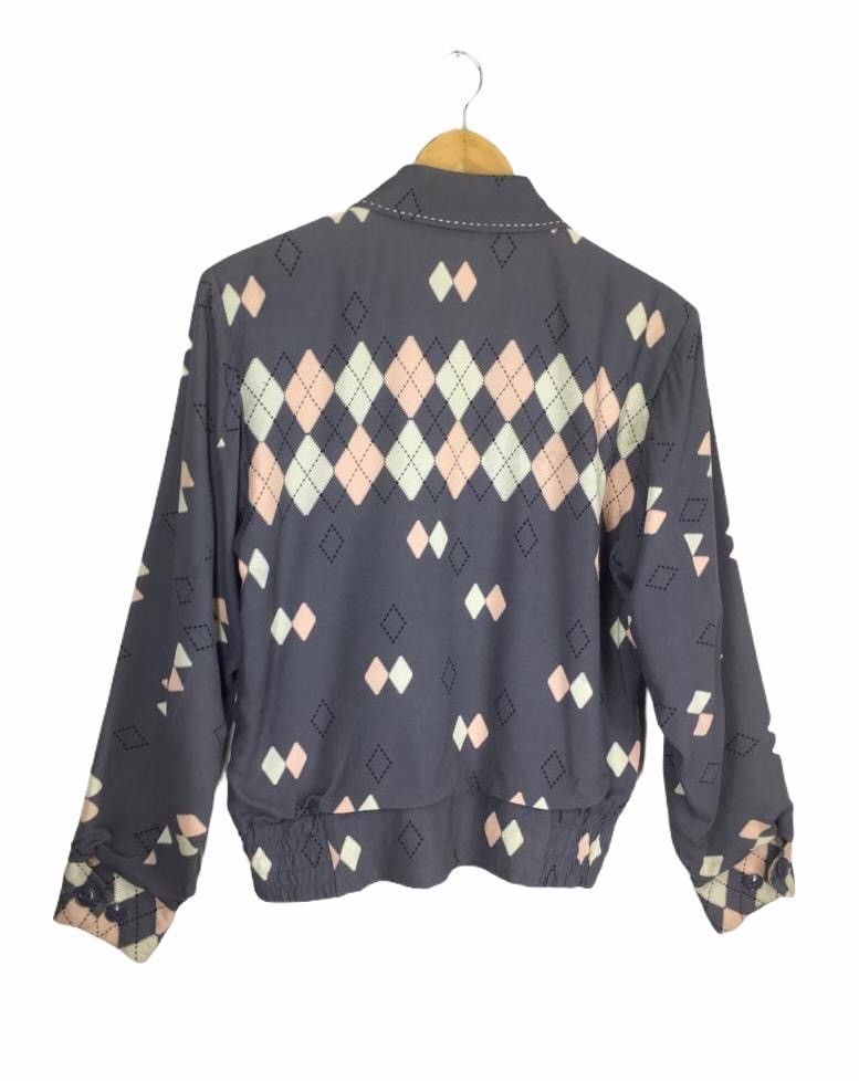 Dry Bones 50s Argyle Blouson Rockabilly Gabardine Jacket Size US XS / EU 42 / 0 - 7 Thumbnail