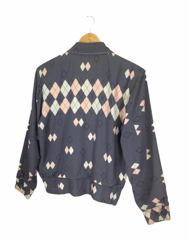 Dry Bones 50s Argyle Blouson Rockabilly Gabardine Jacket Size US XS / EU 42 / 0 - 6 Thumbnail