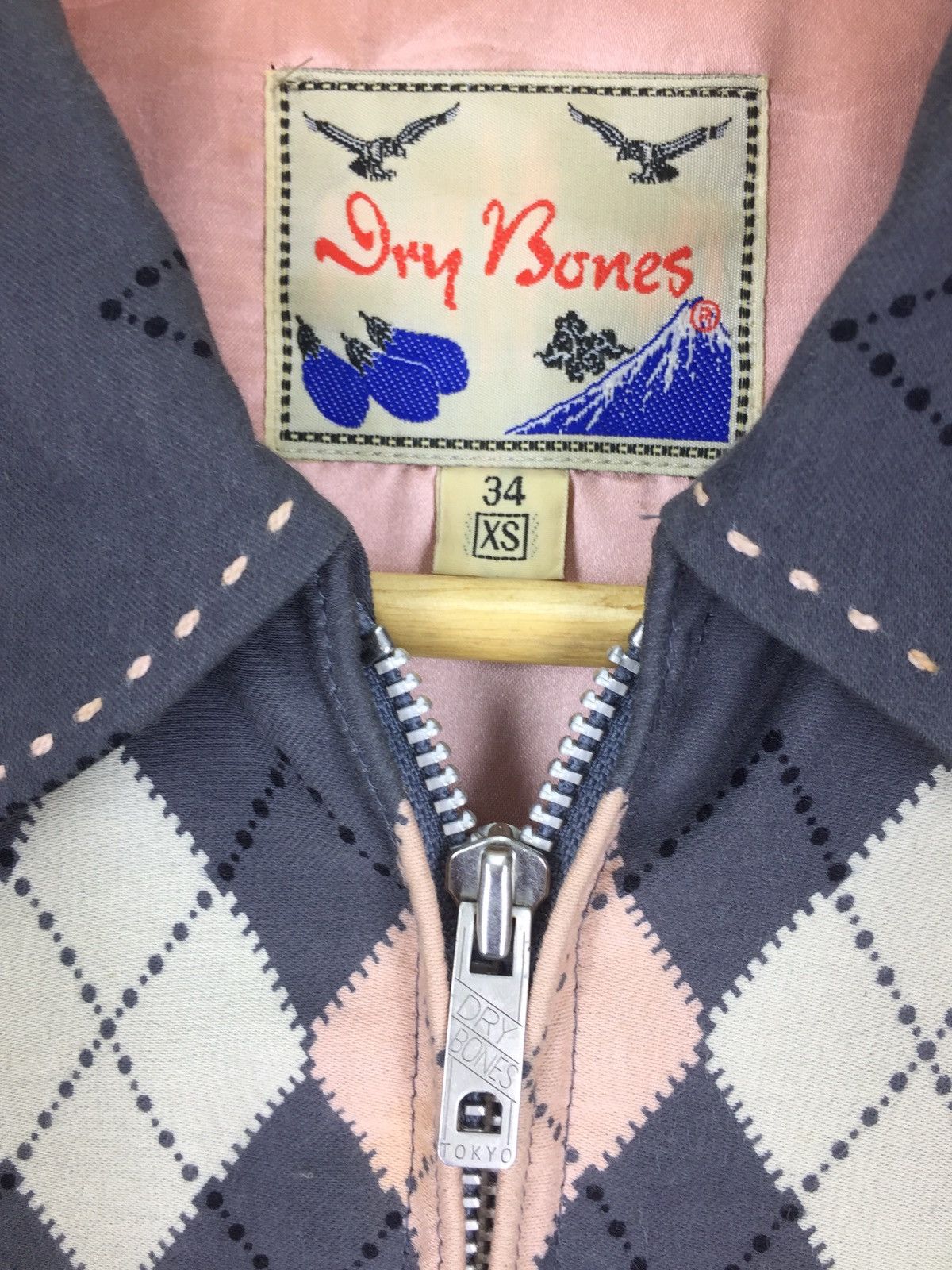 Dry Bones 50s Argyle Blouson Rockabilly Gabardine Jacket Size US XS / EU 42 / 0 - 11 Thumbnail