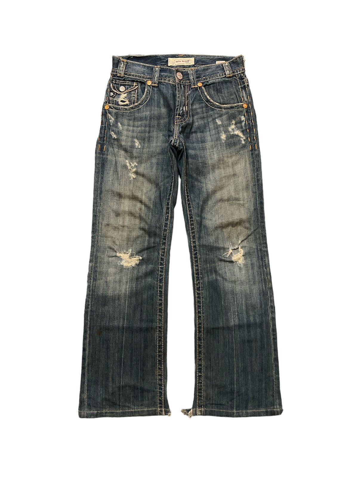 Japanese Brand × Mek Denim × Vintage THRASHED🔥MEK DENIM USA RIPPED DISTRESSED DENIM PANT Size US 29 - 1 Thumbnail