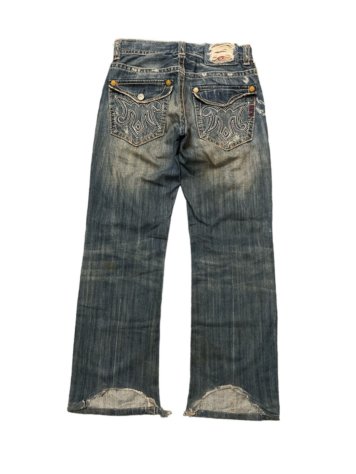 Japanese Brand × Mek Denim × Vintage THRASHED🔥MEK DENIM USA RIPPED DISTRESSED DENIM PANT Size US 29 - 6 Thumbnail