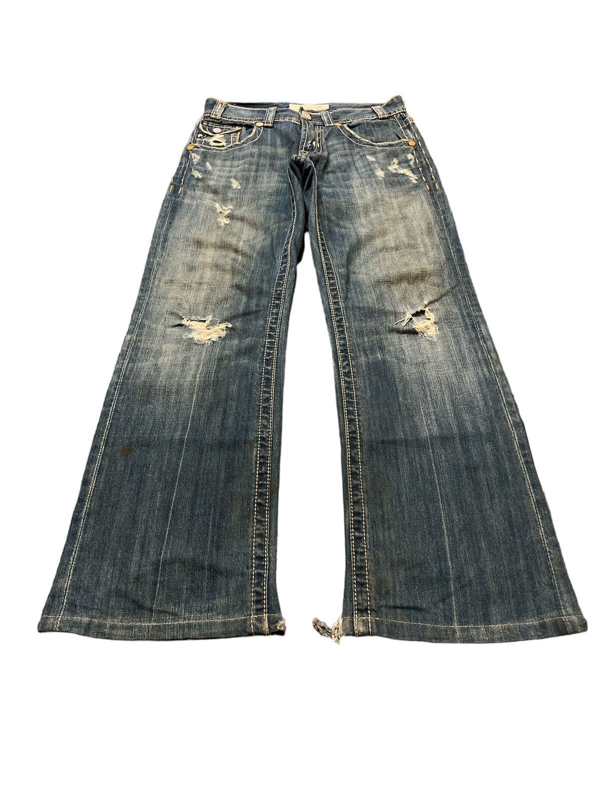 Japanese Brand × Mek Denim × Vintage THRASHED🔥MEK DENIM USA RIPPED DISTRESSED DENIM PANT Size US 29 - 2 Thumbnail