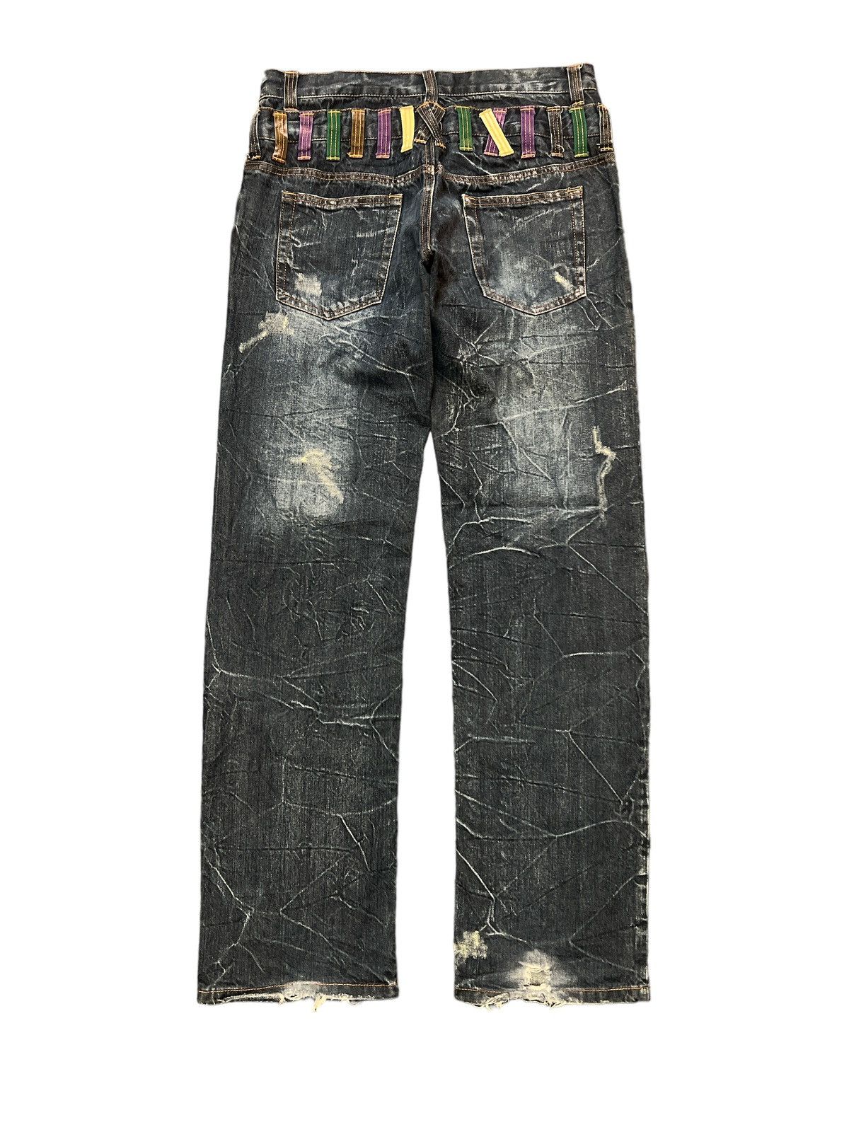 Japanese Brand × Vintage THRASHED🔥DOUBLE WAIST NYLAUS DISTRESSED DENIM PANT Size US 32 / EU 48 - 6 Thumbnail
