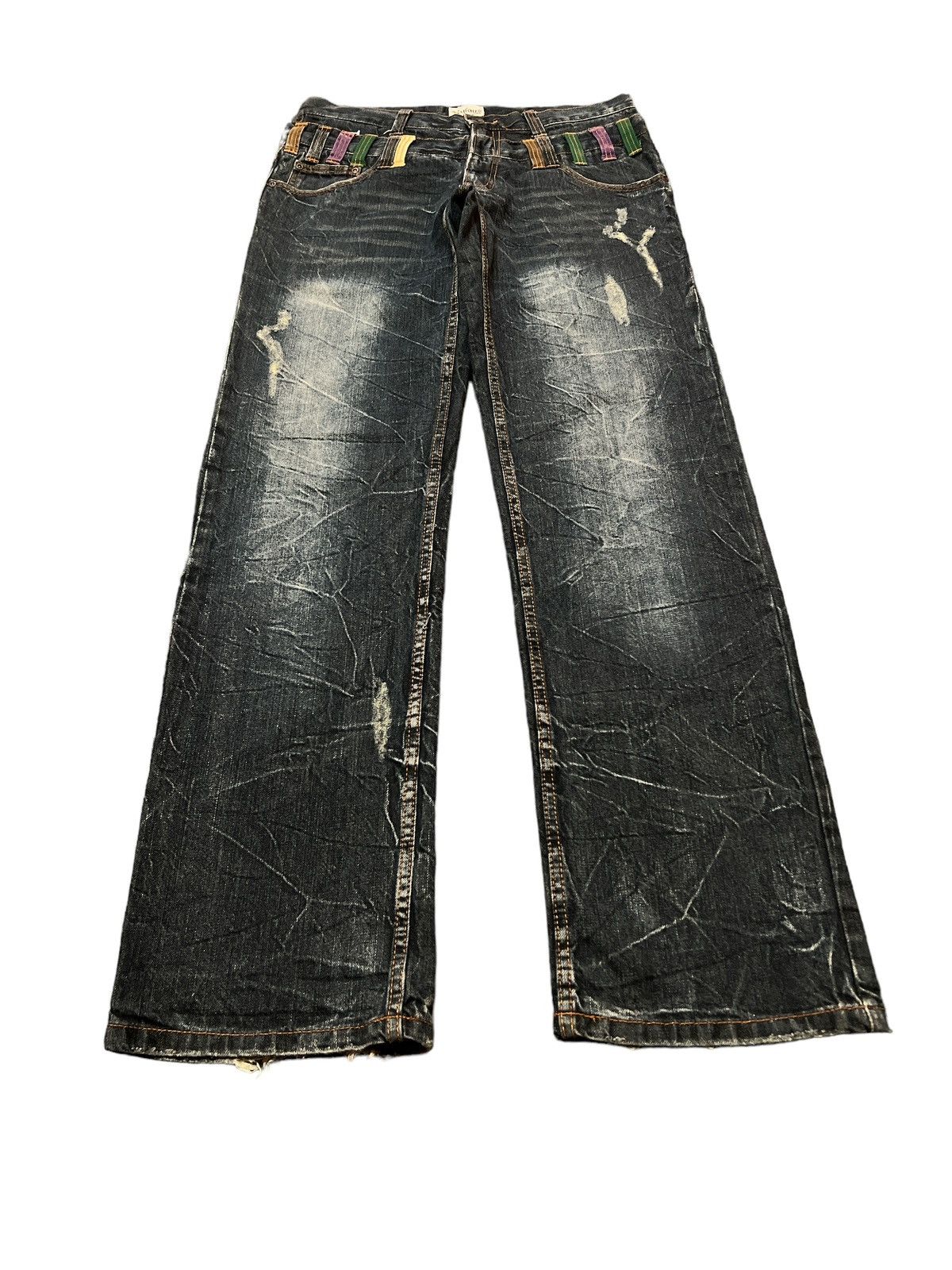 Japanese Brand × Vintage THRASHED🔥DOUBLE WAIST NYLAUS DISTRESSED DENIM PANT Size US 32 / EU 48 - 2 Thumbnail