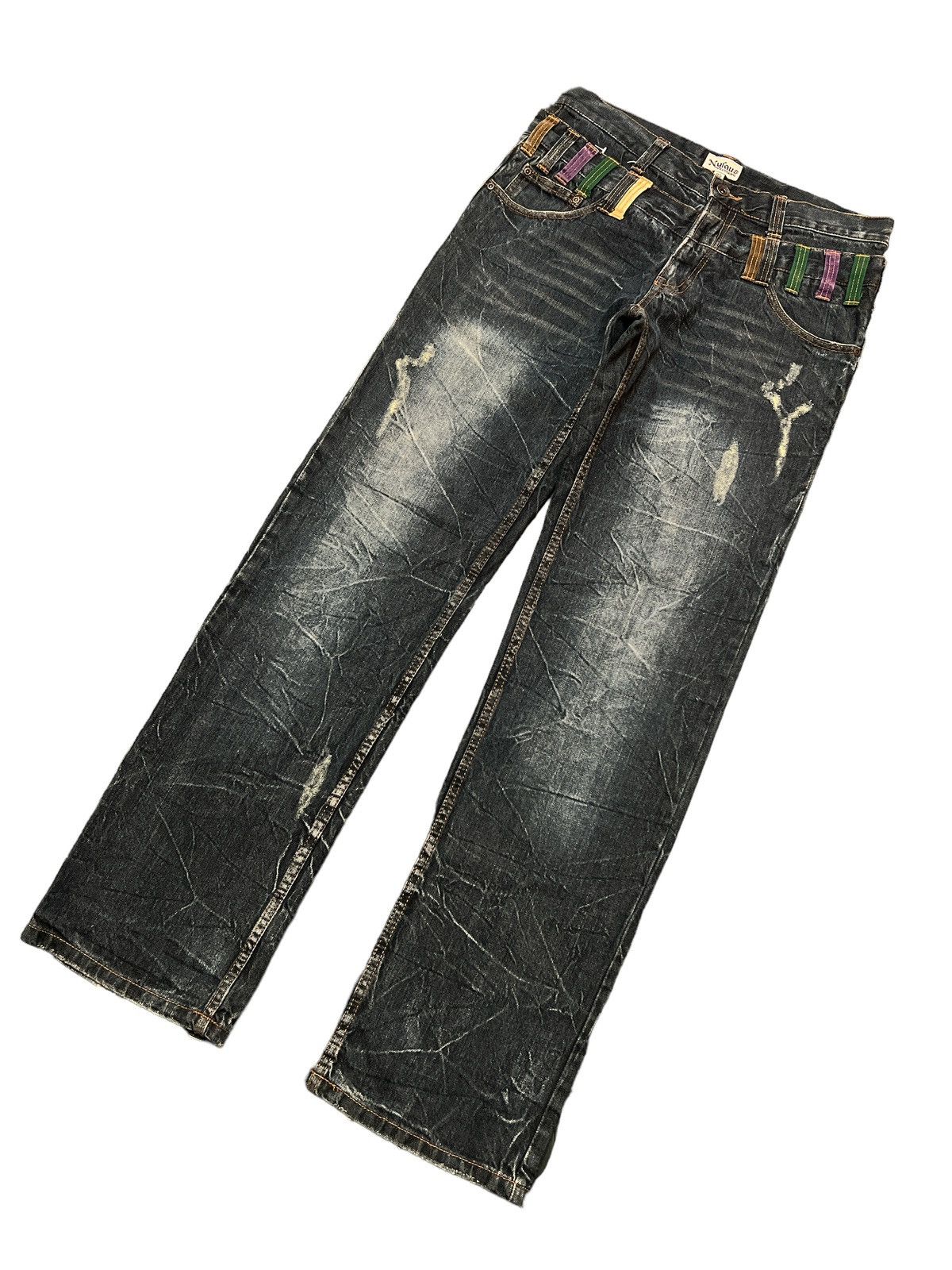 Japanese Brand × Vintage THRASHED🔥DOUBLE WAIST NYLAUS DISTRESSED DENIM PANT Size US 32 / EU 48 - 5 Thumbnail