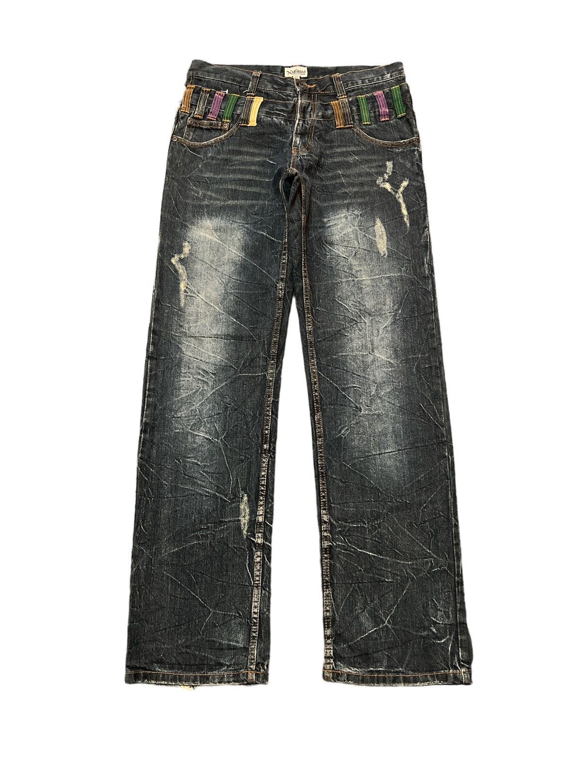 Japanese Brand × Vintage THRASHED🔥DOUBLE WAIST NYLAUS DISTRESSED DENIM PANT Size US 32 / EU 48 - 1 Thumbnail